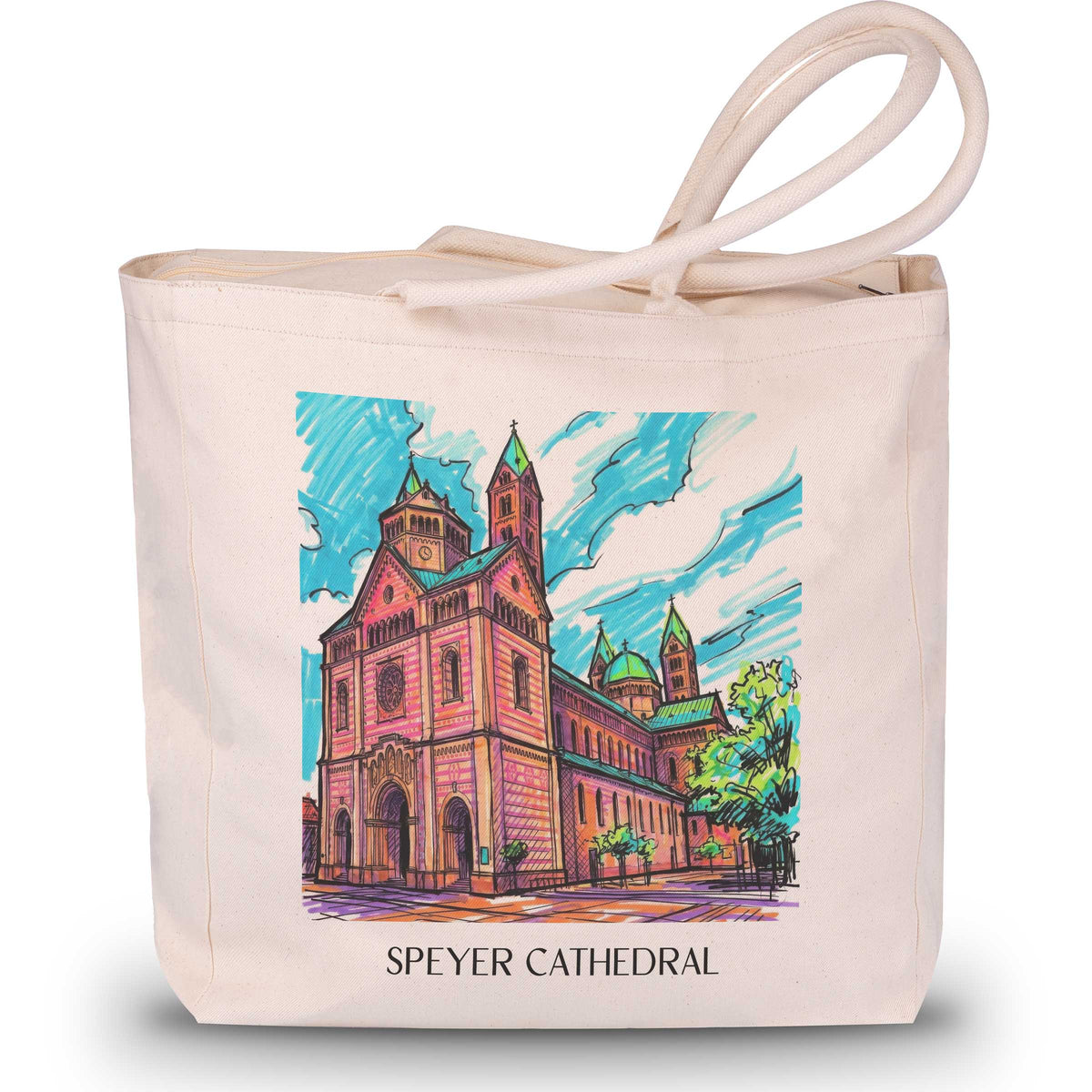 Dom zu Speyer Shopping Tasche - Rheinland-Pfalz - Deutschland Tote Bag - Einkaufstasche im Tag Graffiti Stil - favplace