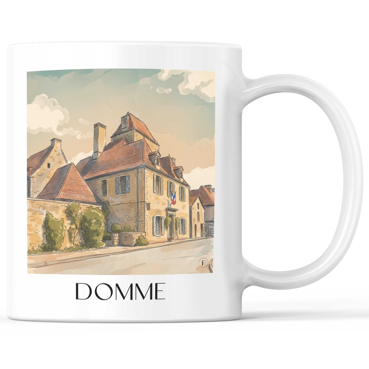 Domme Kaffeebecher - Périgord Noir - Frankreich Becher - Kaffeetasse im Aquarell Stil - favplace