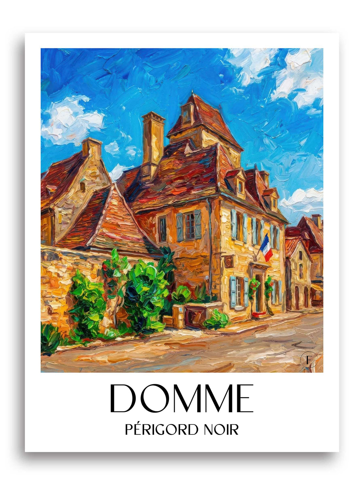 domme-périgord-noir-frankreich-poster-oil-painting-oelgemaelde