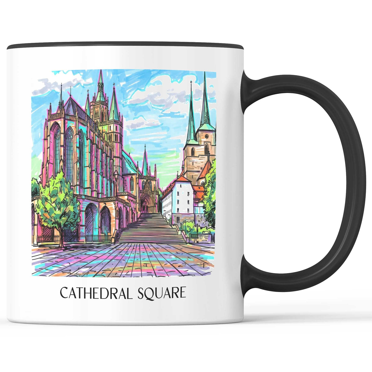 Domplatz Kaffeebecher - Erfurt - Deutschland Becher - Kaffeetasse im Tag Graffiti Stil - favplace
