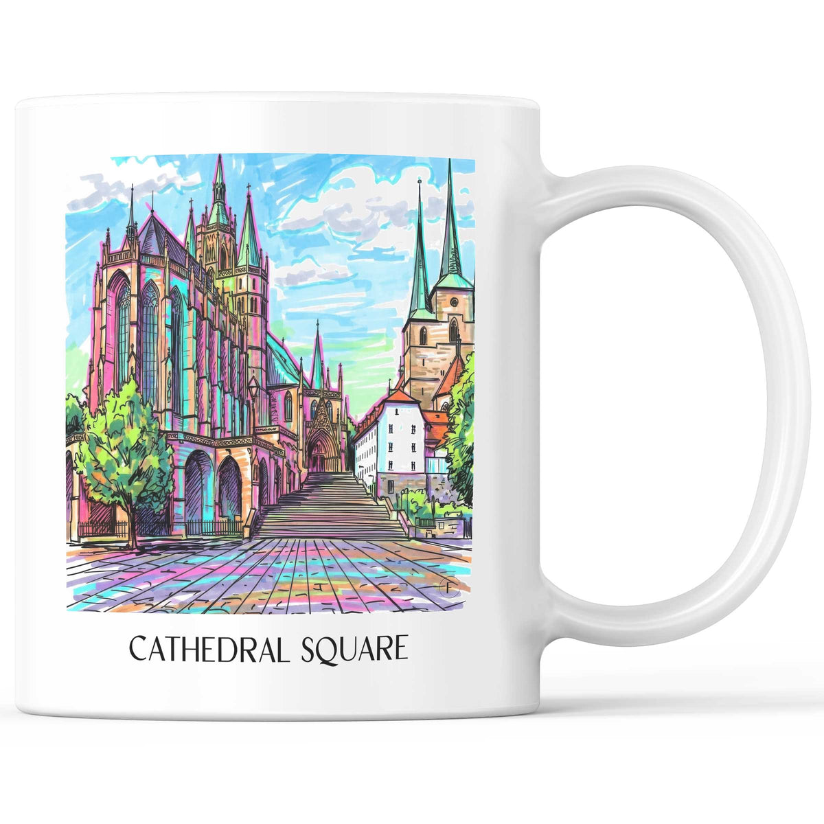 Domplatz Kaffeebecher - Erfurt - Deutschland Becher - Kaffeetasse im Tag Graffiti Stil - favplace