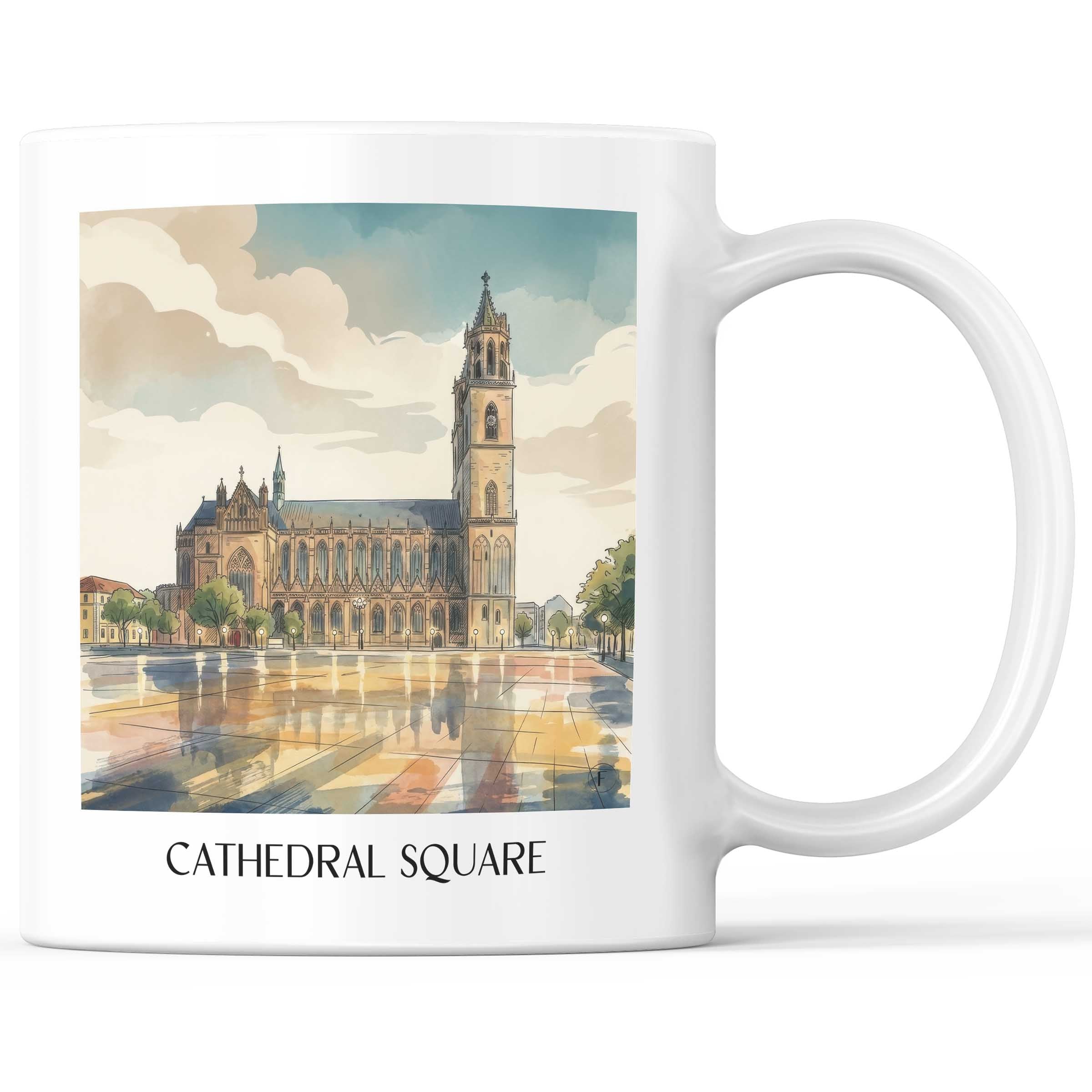 Domplatz Kaffeebecher - Magdeburg - Deutschland Becher - Kaffeetasse im Aquarell Stil - favplace