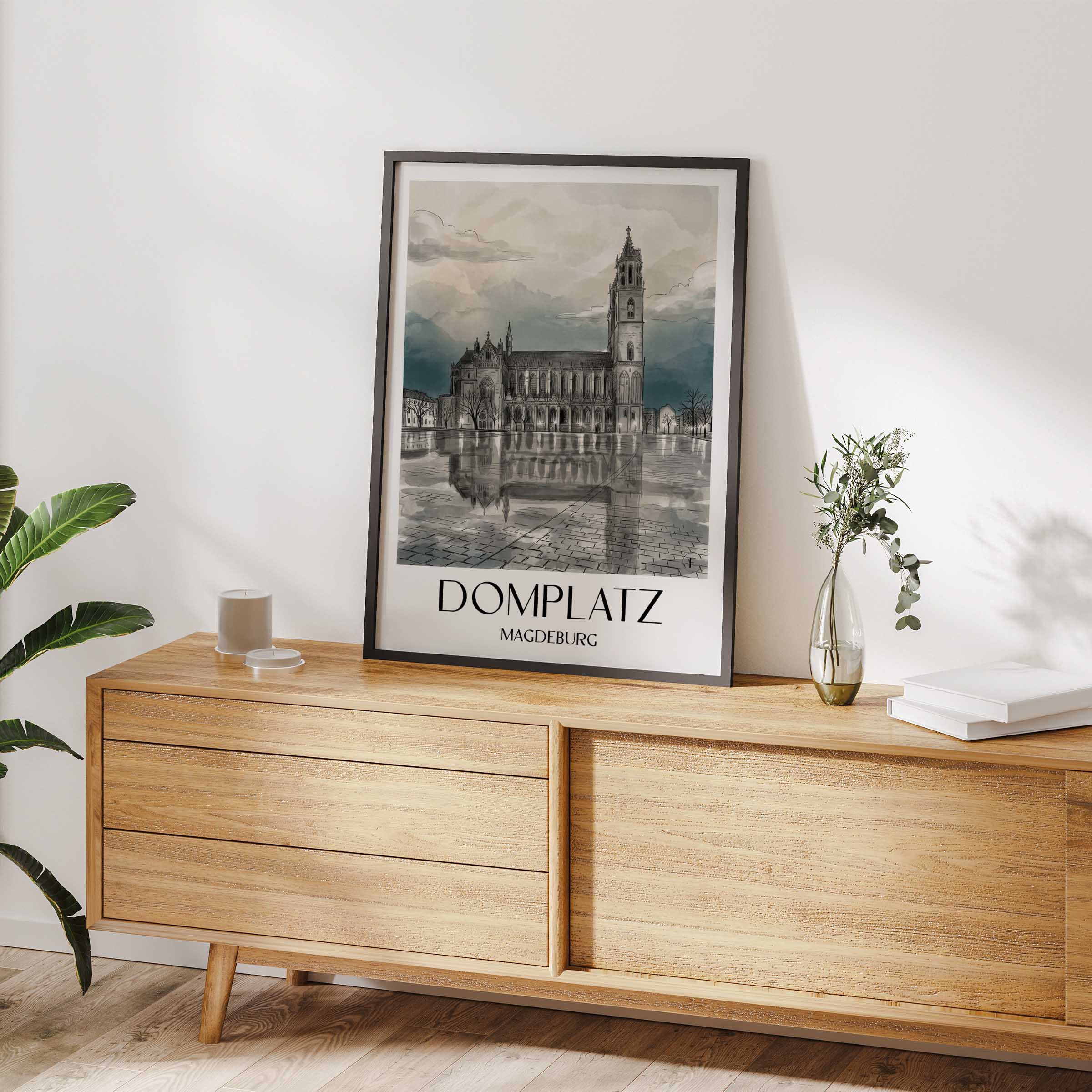 domplatz-magdeburg-deutschland-poster-aquarell-schwarz-weiss