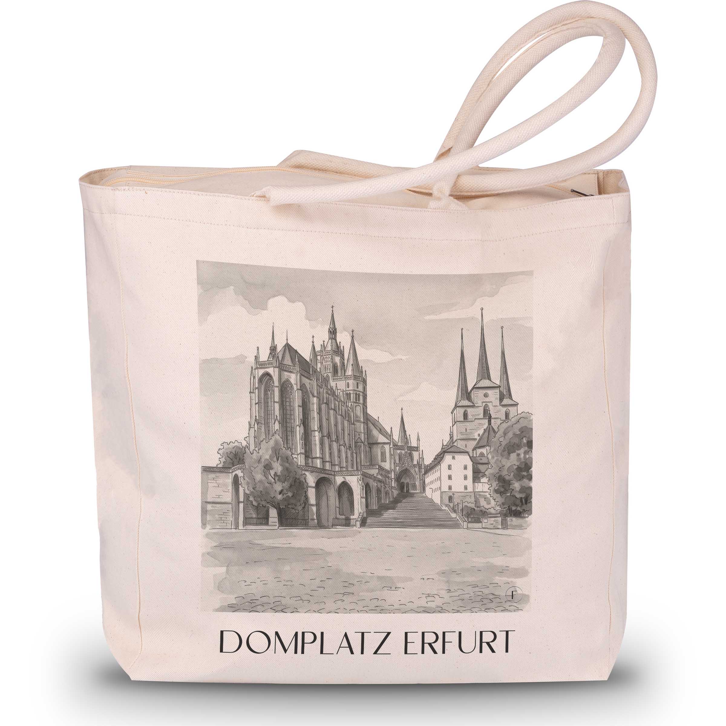 domplatz-erfurt-deutschland-einkaufstasche-aquarell-schwarz-weiss