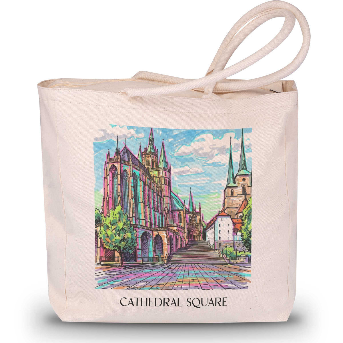 Domplatz Shopping Tasche - Erfurt - Deutschland Tote Bag - Einkaufstasche im Tag Graffiti Stil - favplace