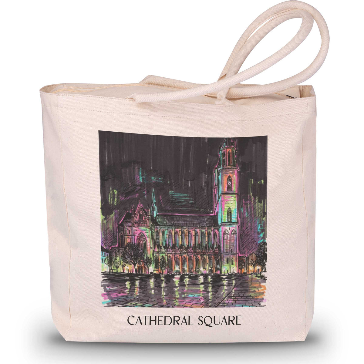 Domplatz Shopping Tasche - Magdeburg - Deutschland Tote Bag - Einkaufstasche im Tag Graffiti Stil - favplace