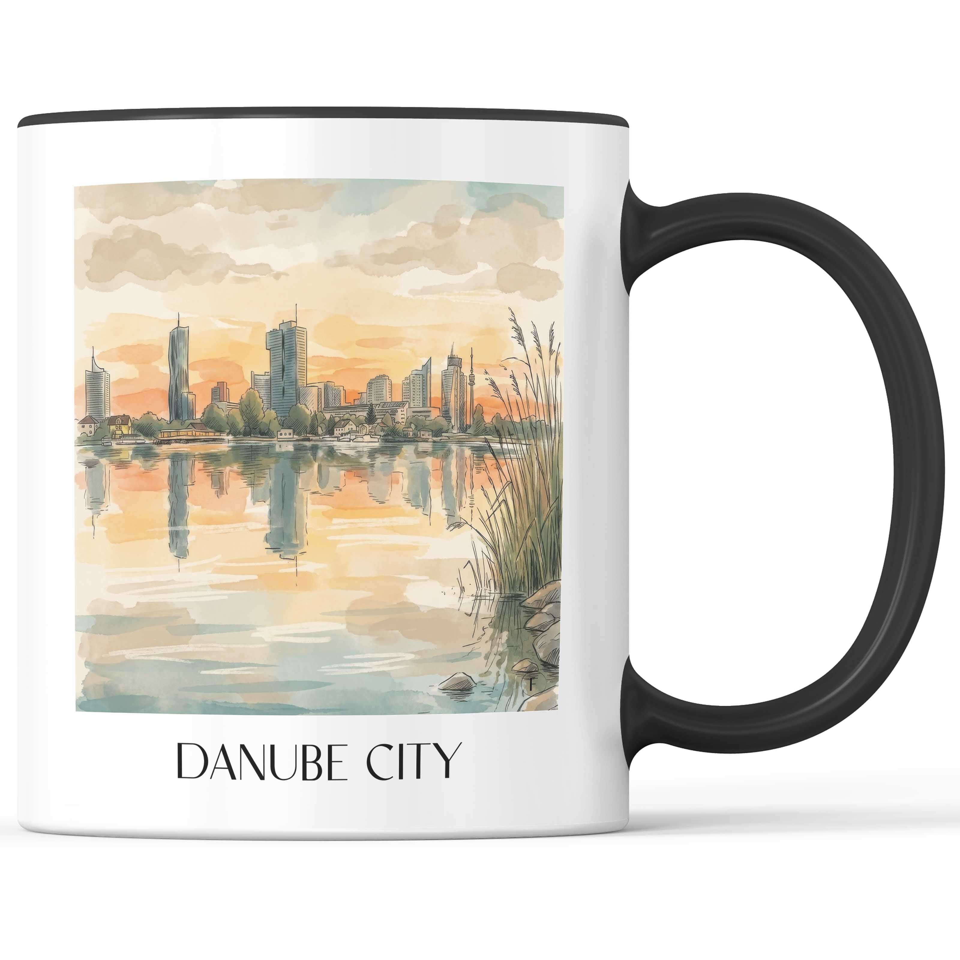 Donau City Kaffeebecher - Wien - Österreich Becher - Kaffeetasse im Aquarell Stil - favplace