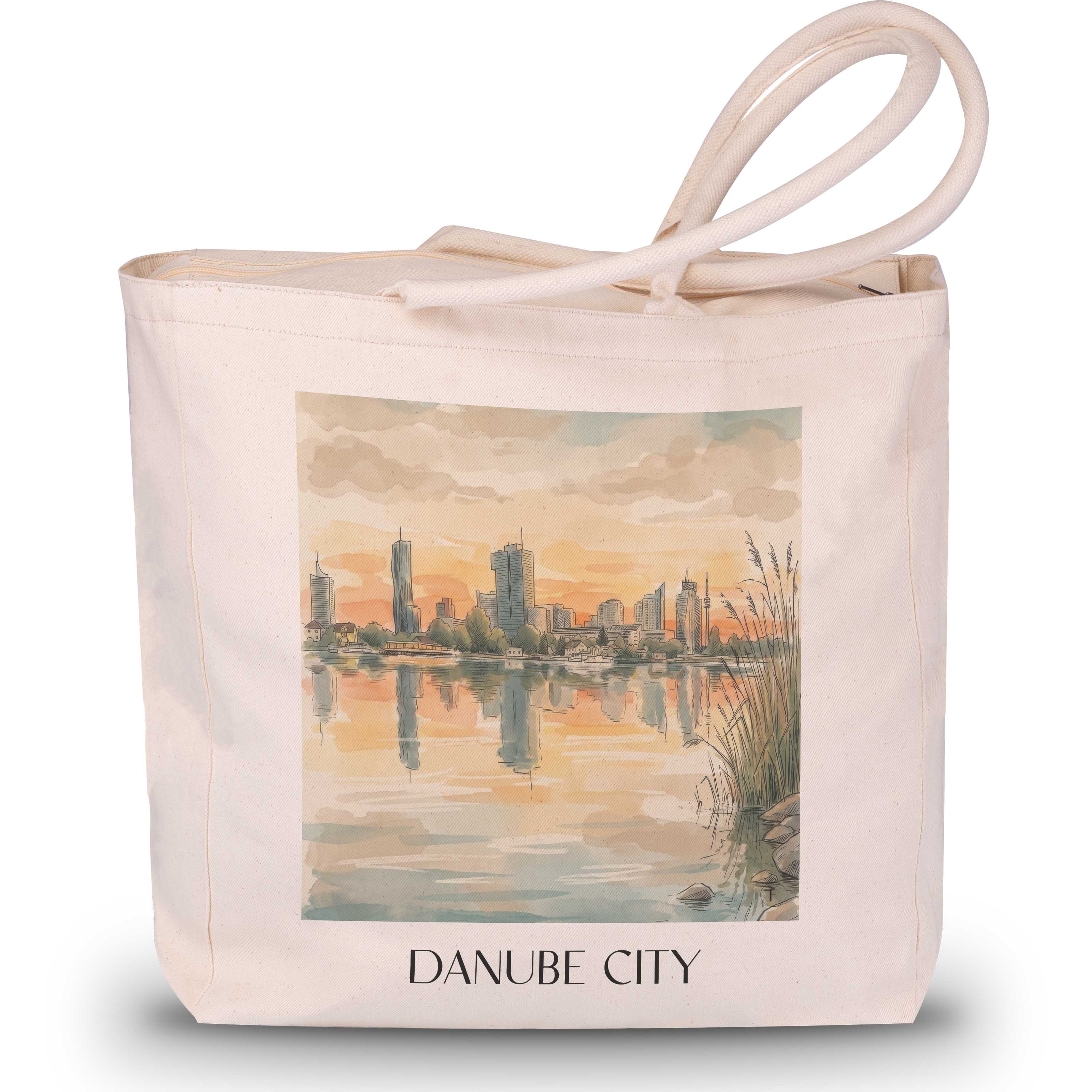 Donau City Shopping Tasche - Wien - Österreich Tote Bag - Einkaufstasche im Aquarell Stil - favplace