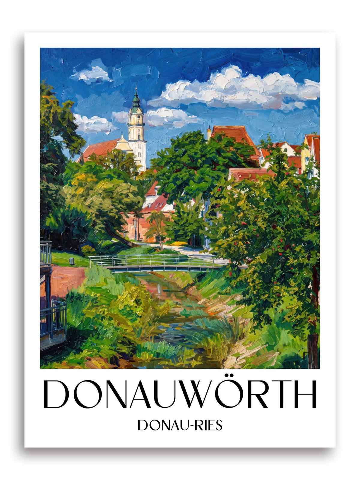 Donauwörth Poster - Donau-Ries - Deutschland Kunstdruck - Ölgemälde von A4 bis A1