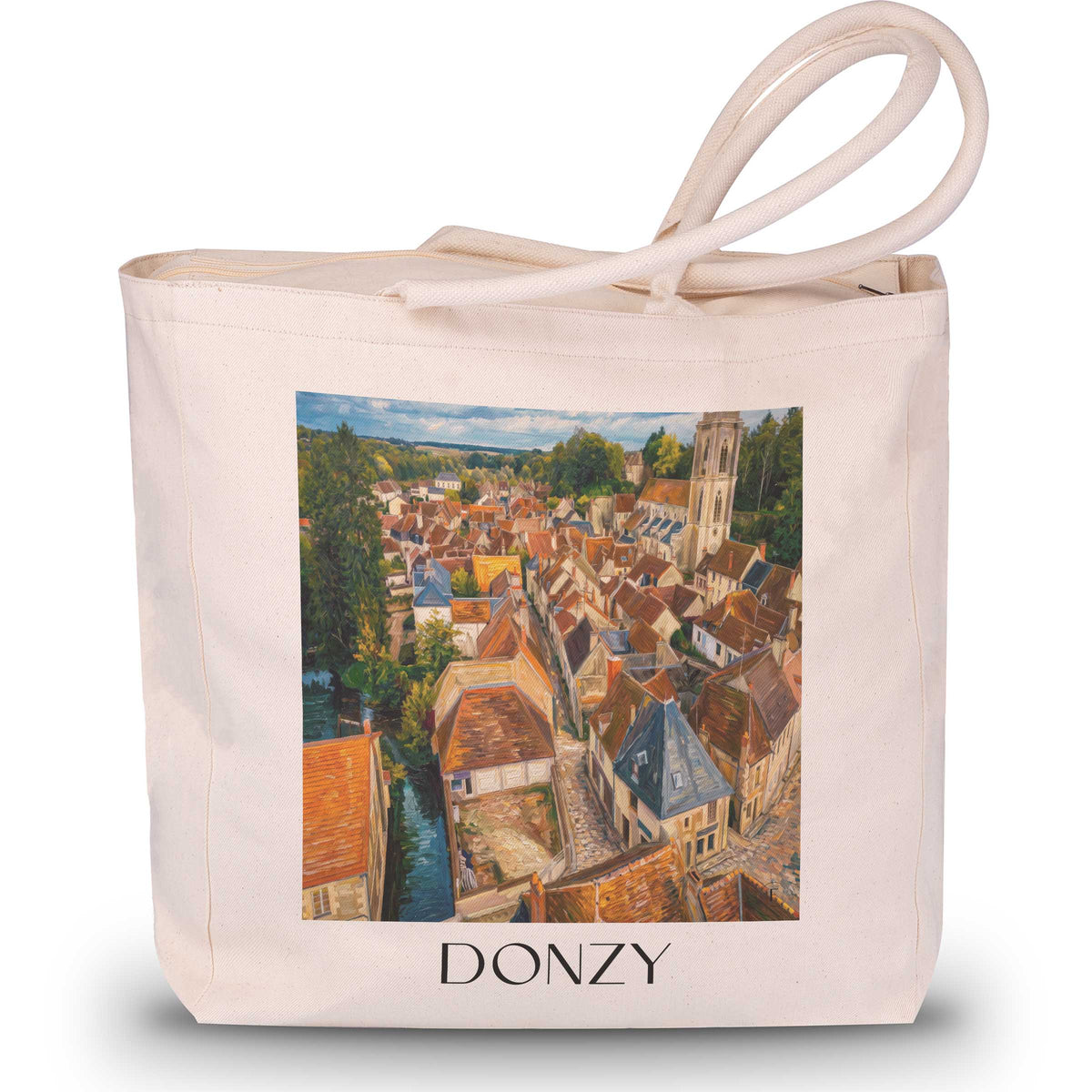 Donzy Shopping Tasche - Nivernais - Frankreich Tote Bag - Einkaufstasche im Ölgemälde Stil - favplace