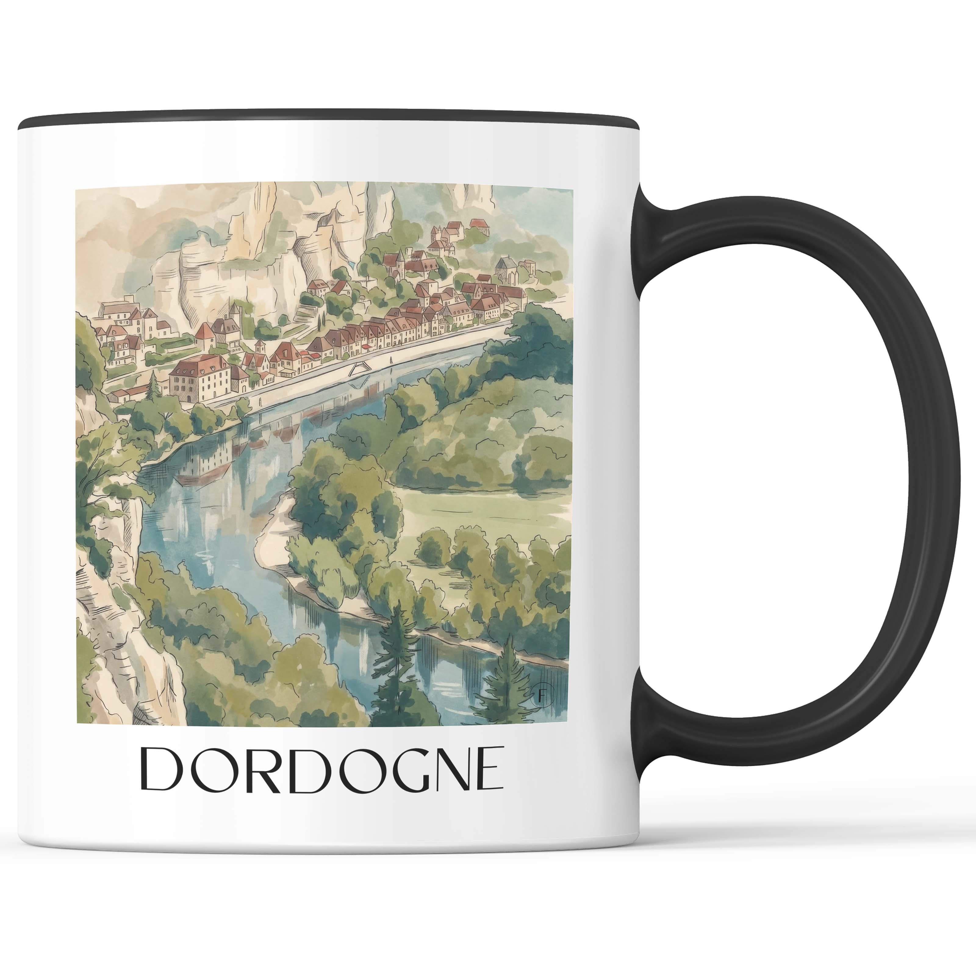 Dordogne - Frankreich Becher - Kaffeetasse im Aquarell Stil - favplace