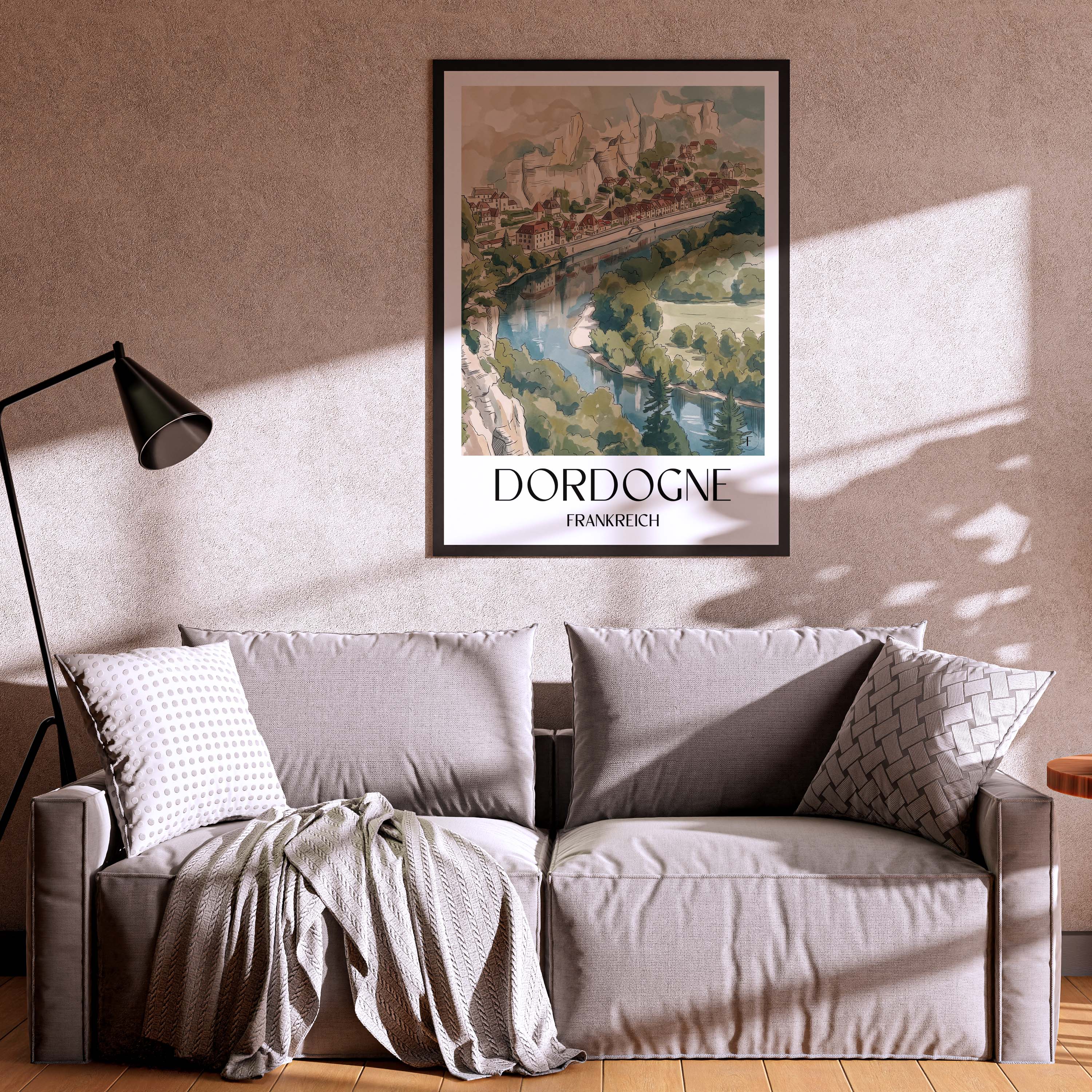 dordogne-frankreich-poster-aquarell