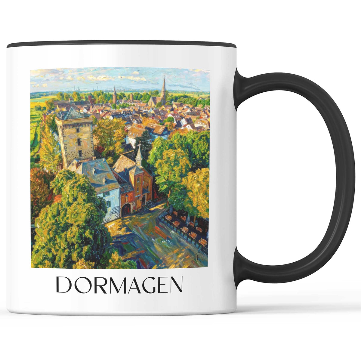 Dormagen Kaffeebecher - Rheinland - Deutschland Becher - Kaffeetasse im Ölgemälde Stil - favplace