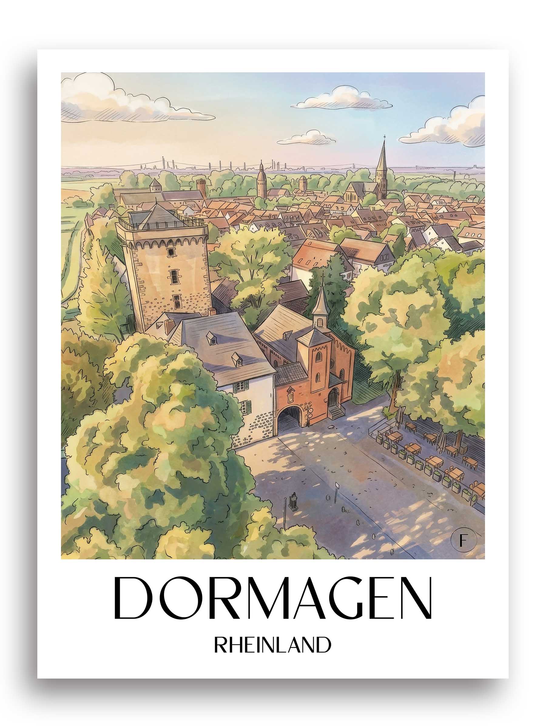 dormagen-rheinland-deutschland-poster-aquarell