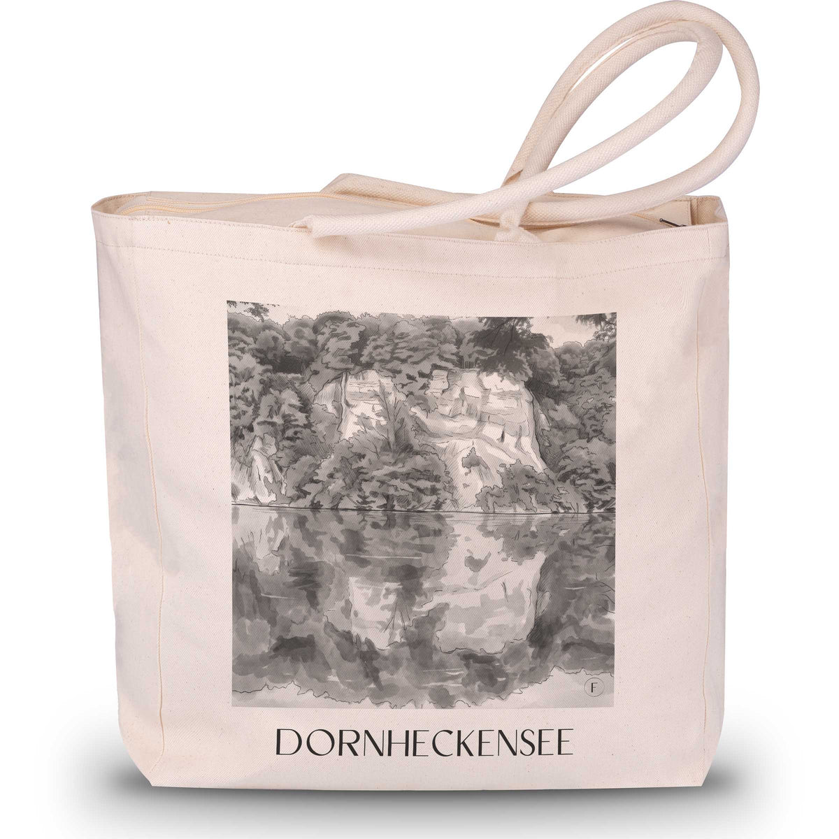 Dornheckensee Shopping Tasche - Bonn - Deutschland Tote Bag - Einkaufstasche im Aquarell Schwarz-Weiß Stil - favplace
