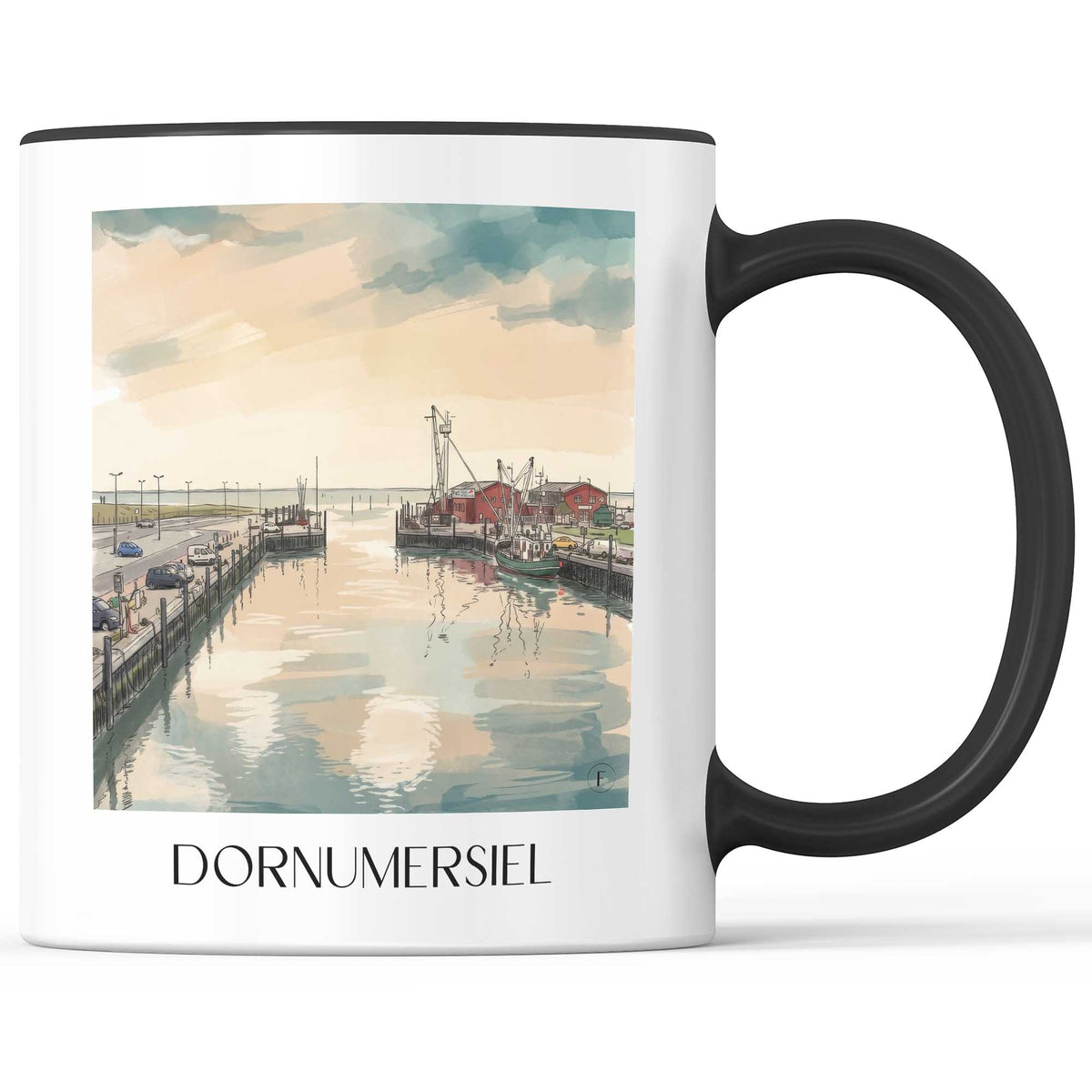 dornumersiel-ostfriesland-deutschland-kaffeebecher-aquarell