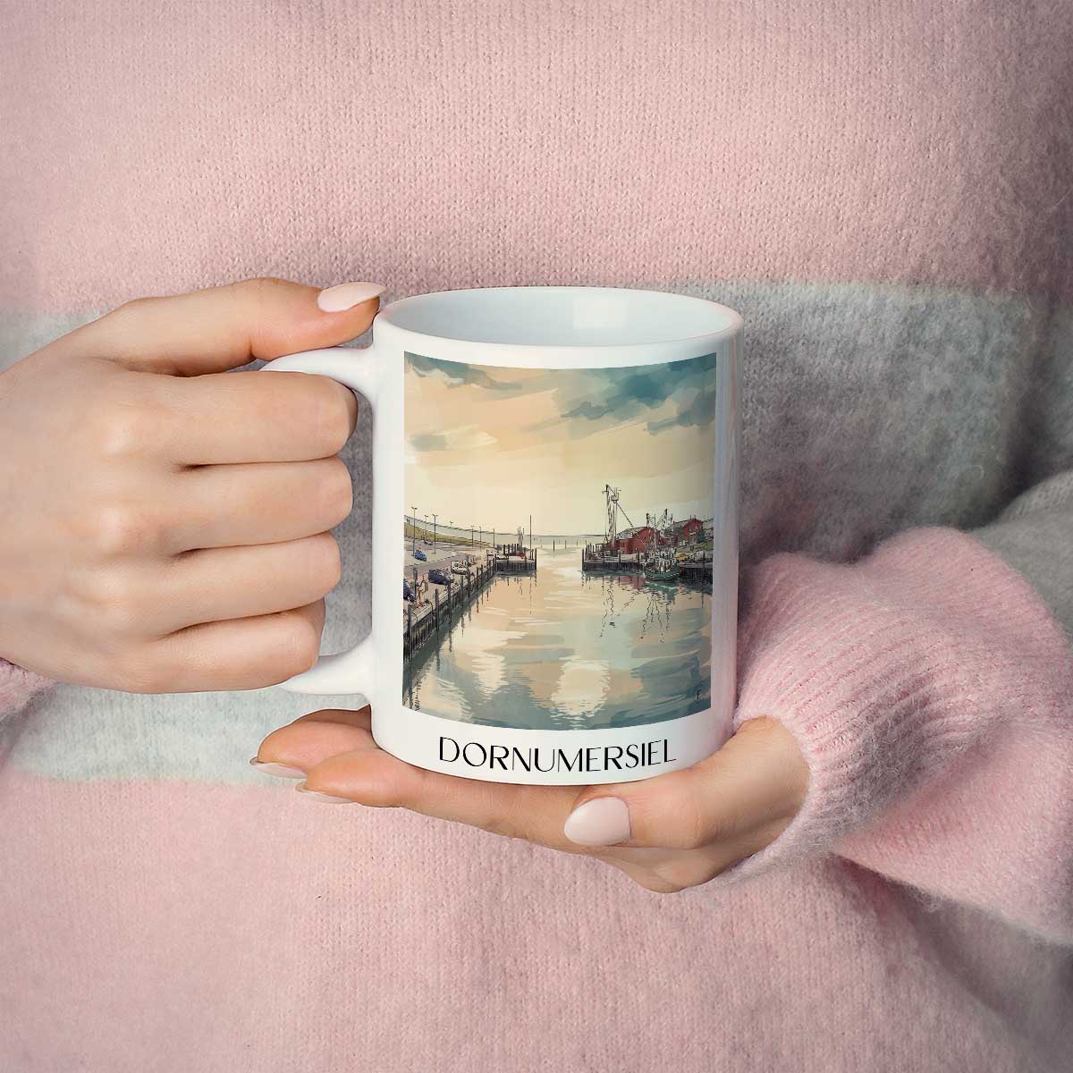 dornumersiel-ostfriesland-deutschland-kaffeebecher-aquarell