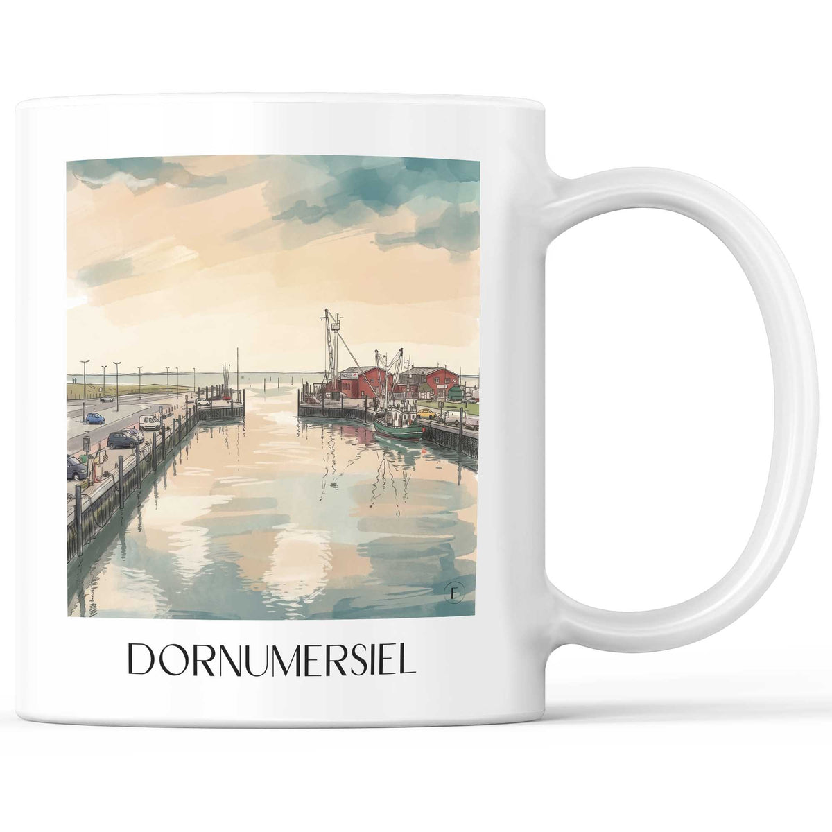 Dornumersiel Kaffeebecher - Ostfriesland - Deutschland Becher - Kaffeetasse im Aquarell Stil - favplace
