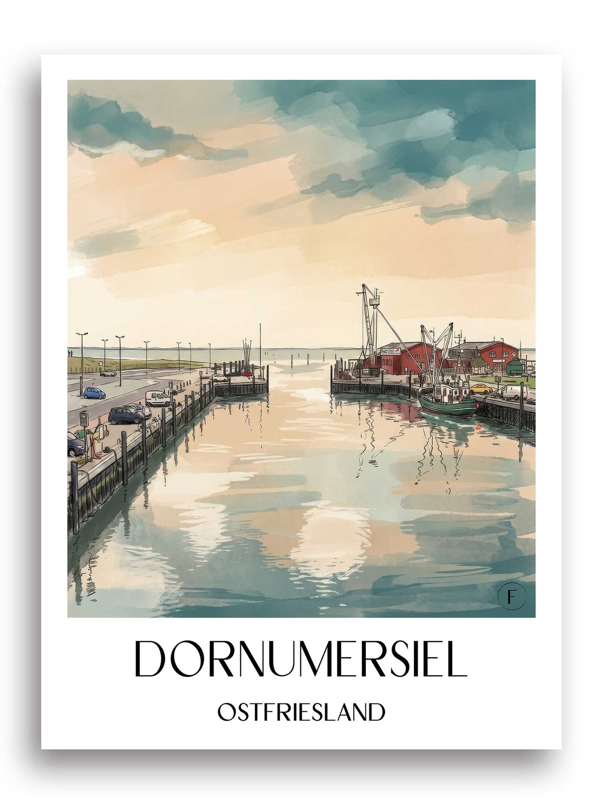 dornumersiel-ostfriesland-deutschland-poster-aquarell