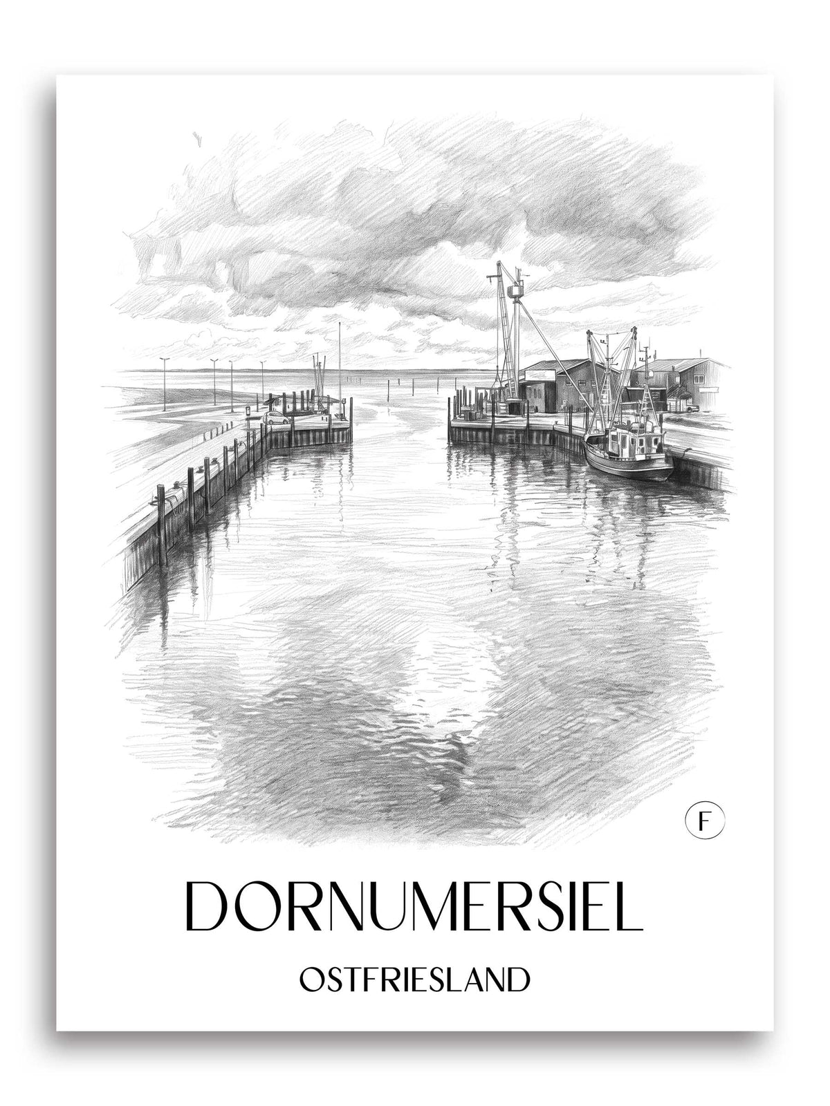 dornumersiel-ostfriesland-deutschland-poster-bleistift-zeichnung-drawing