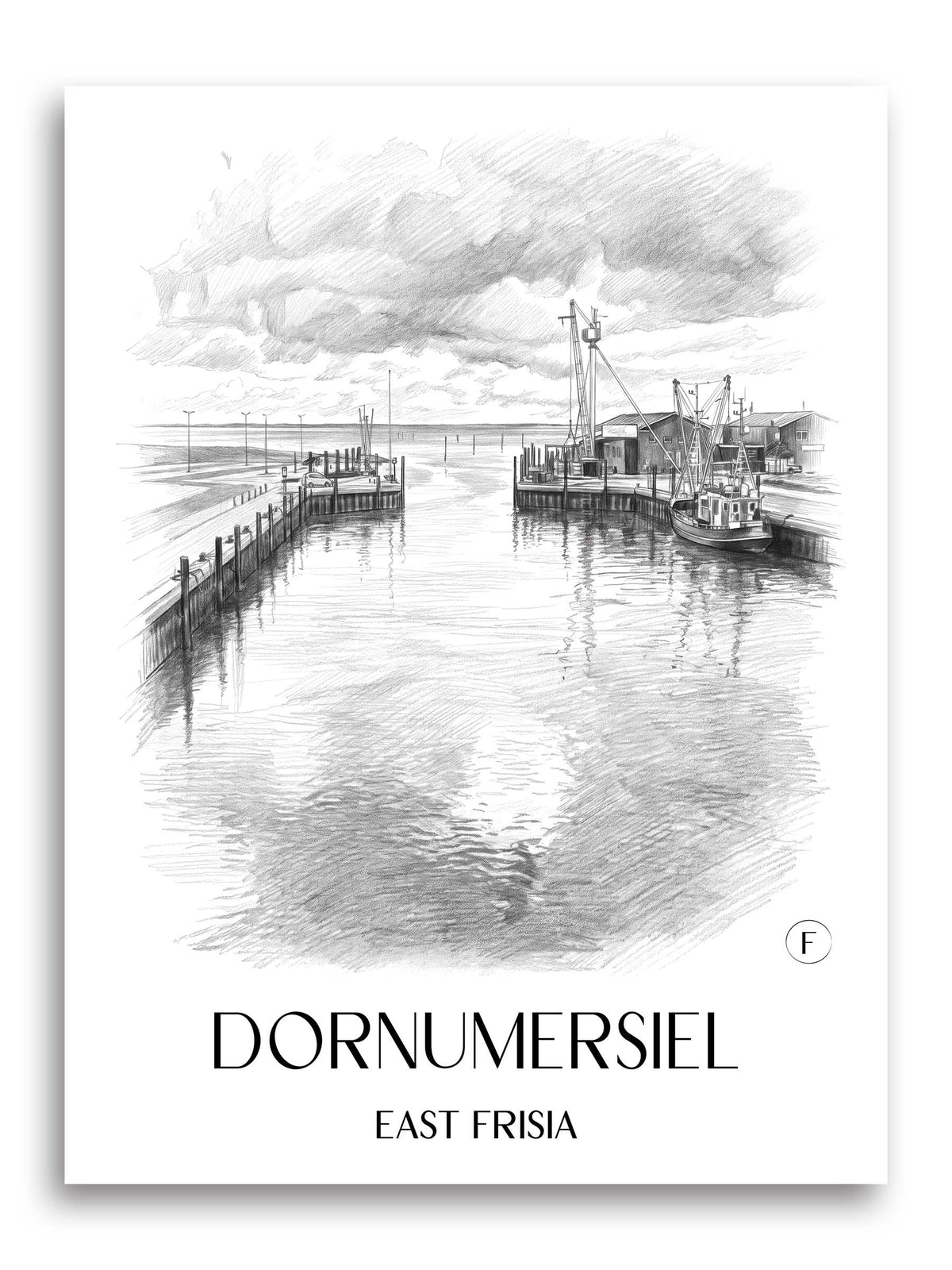 Dornumersiel Poster - Ostfriesland - Deutschland Kunstdruck - Zeichnung von A4 bis A1