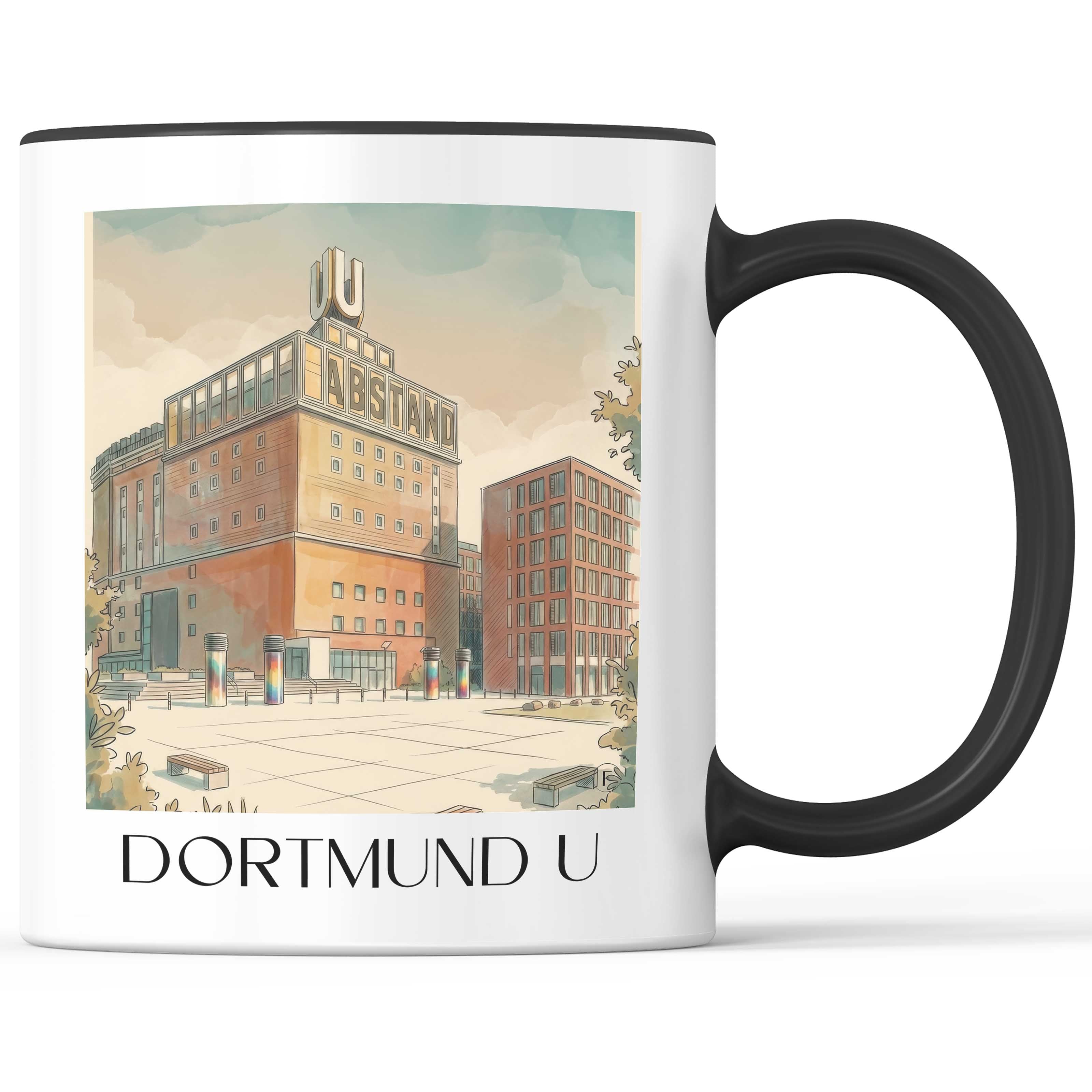 Dortmund U - Deutschland Becher - Kaffeetasse im Aquarell Stil - favplace