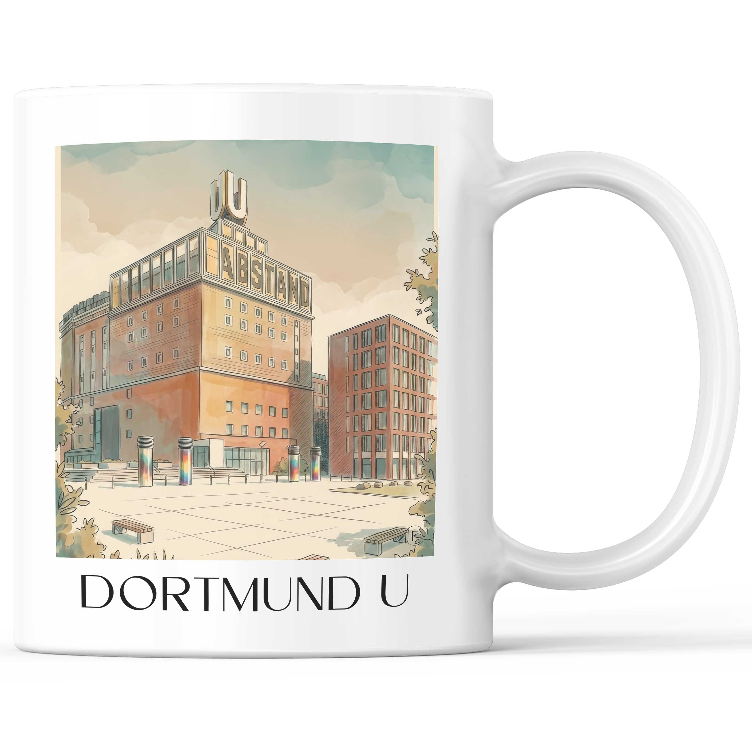 Dortmund U - Deutschland Becher - Kaffeetasse im Aquarell Stil - favplace