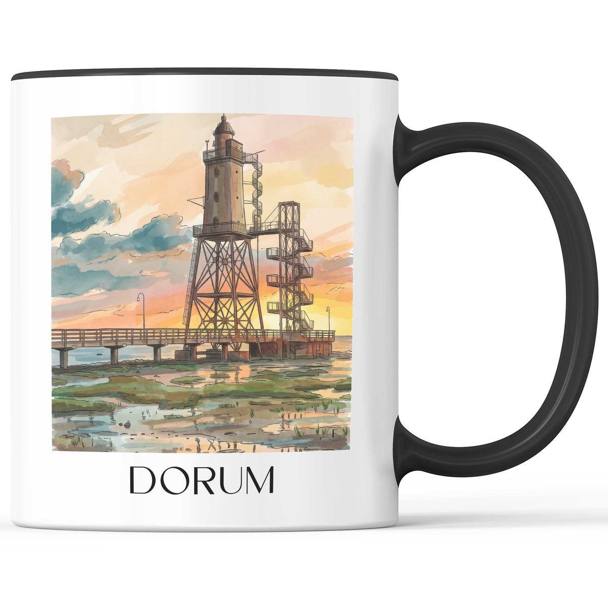 dorum-niedersachsen-deutschland-kaffeebecher-aquarell