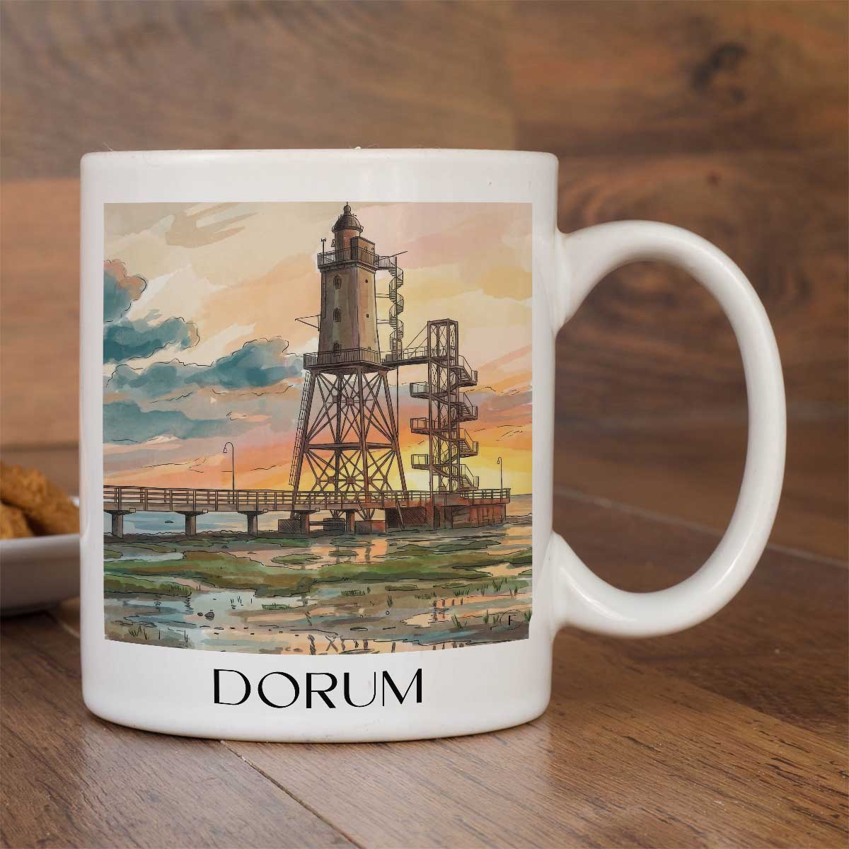 dorum-niedersachsen-deutschland-kaffeebecher-aquarell