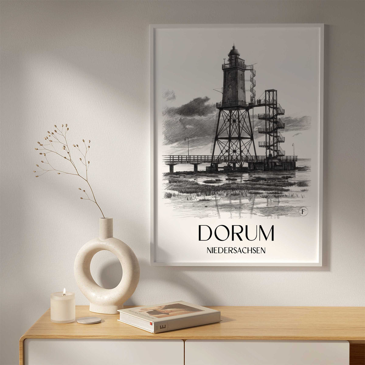 dorum-niedersachsen-deutschland-poster-bleistift-zeichnung-drawing