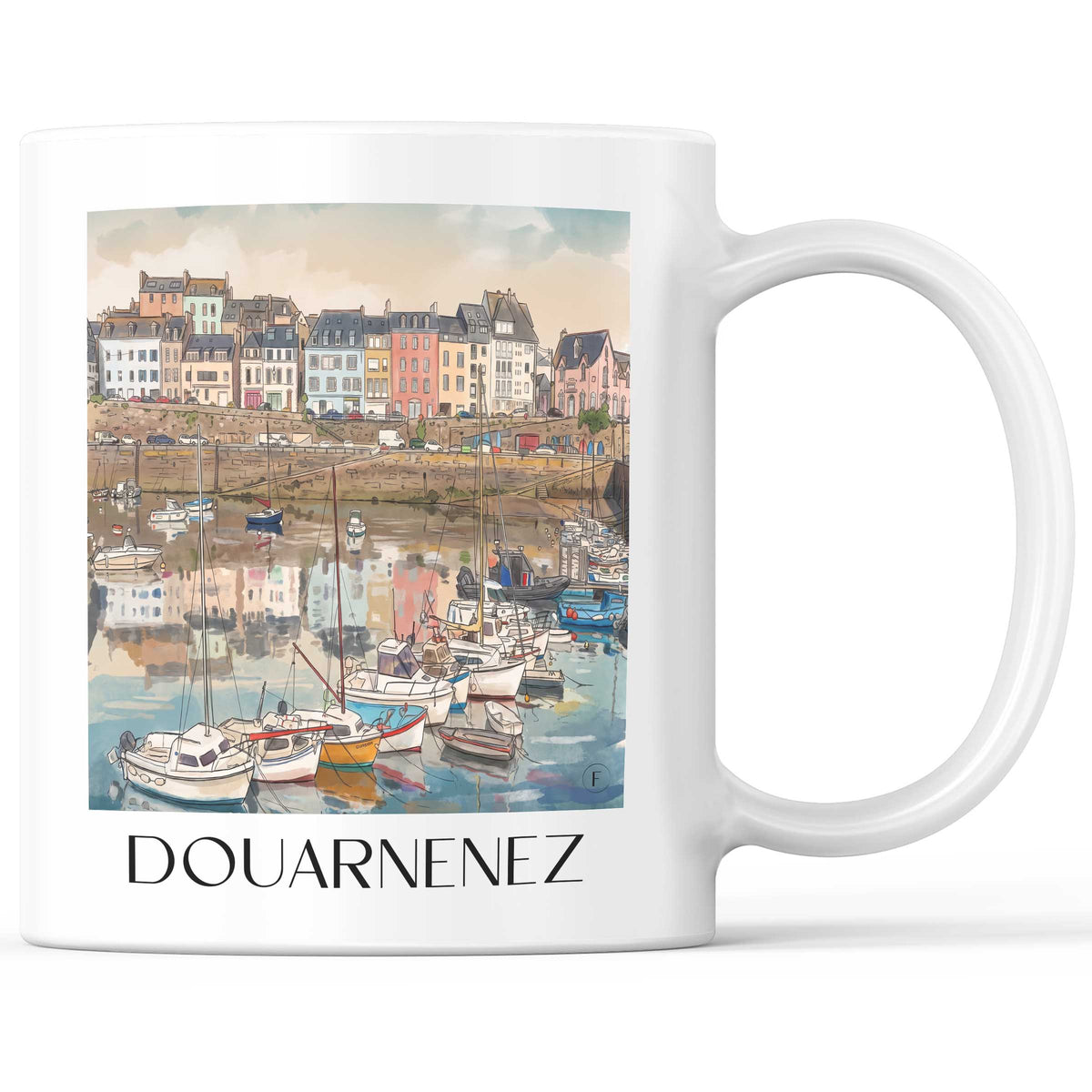 Douarnenez Kaffeebecher - Cornouaille - Frankreich Becher - Kaffeetasse im Aquarell Stil