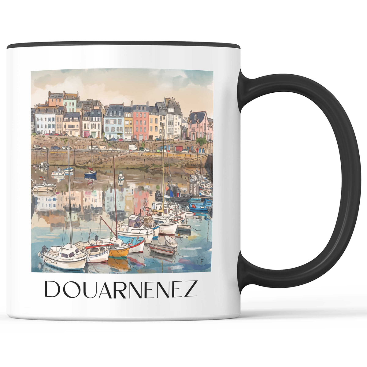 Douarnenez Kaffeebecher - Cornouaille - Frankreich Becher - Kaffeetasse im Aquarell Stil
