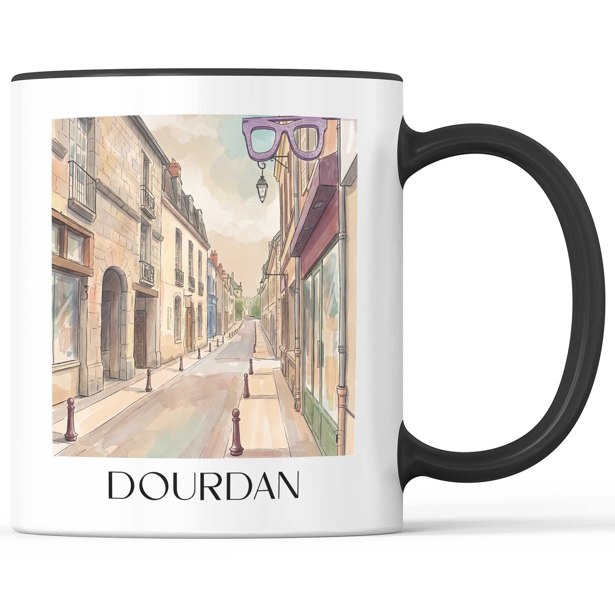 Dourdan Kaffeebecher - Hurepoix - Frankreich Becher - Kaffeetasse im Aquarell Stil