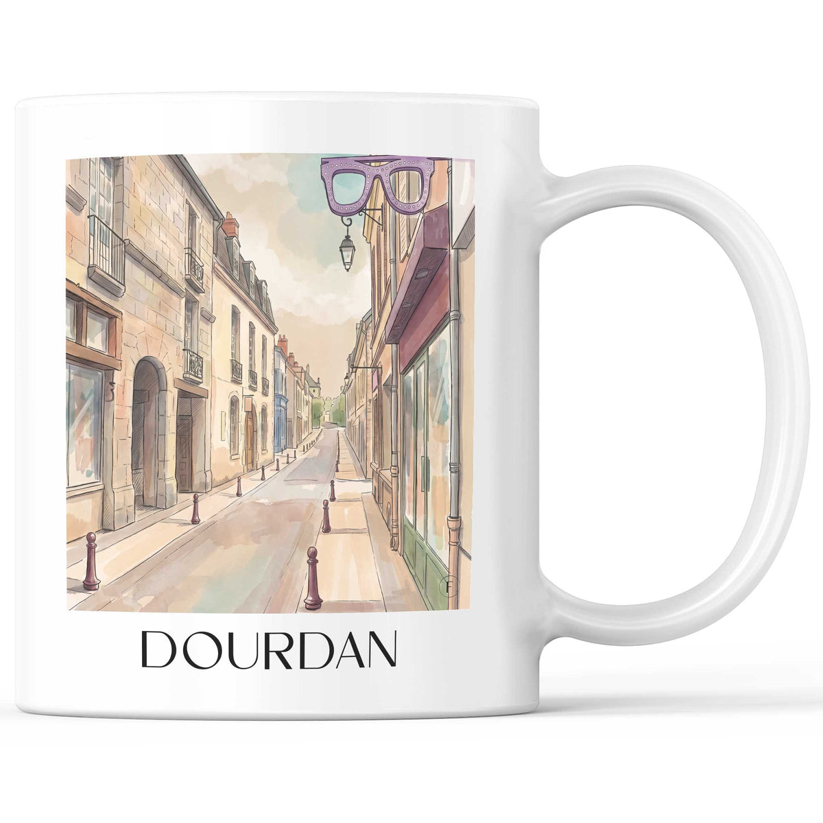Dourdan Kaffeebecher - Hurepoix - Frankreich Becher - Kaffeetasse im Aquarell Stil