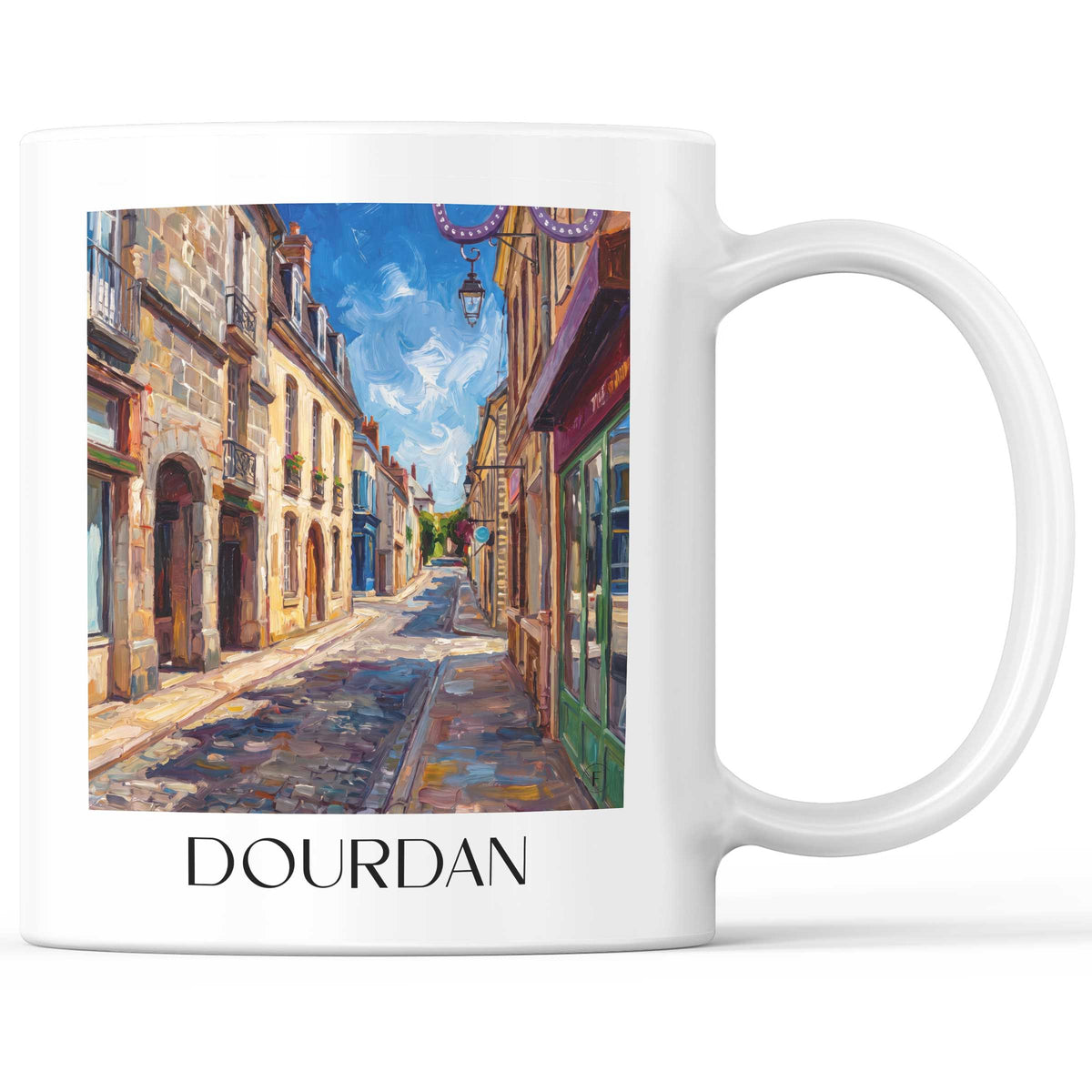 Dourdan Kaffeebecher - Hurepoix - Frankreich Becher - Kaffeetasse im Ölgemälde Stil - favplace