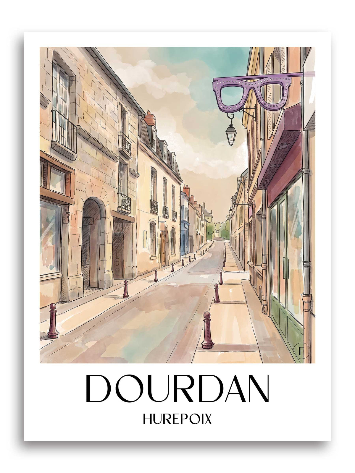 Dourdan Poster - Hurepoix - Frankreich Kunstdruck - Aquarell von A4 bis A1 - favplace
