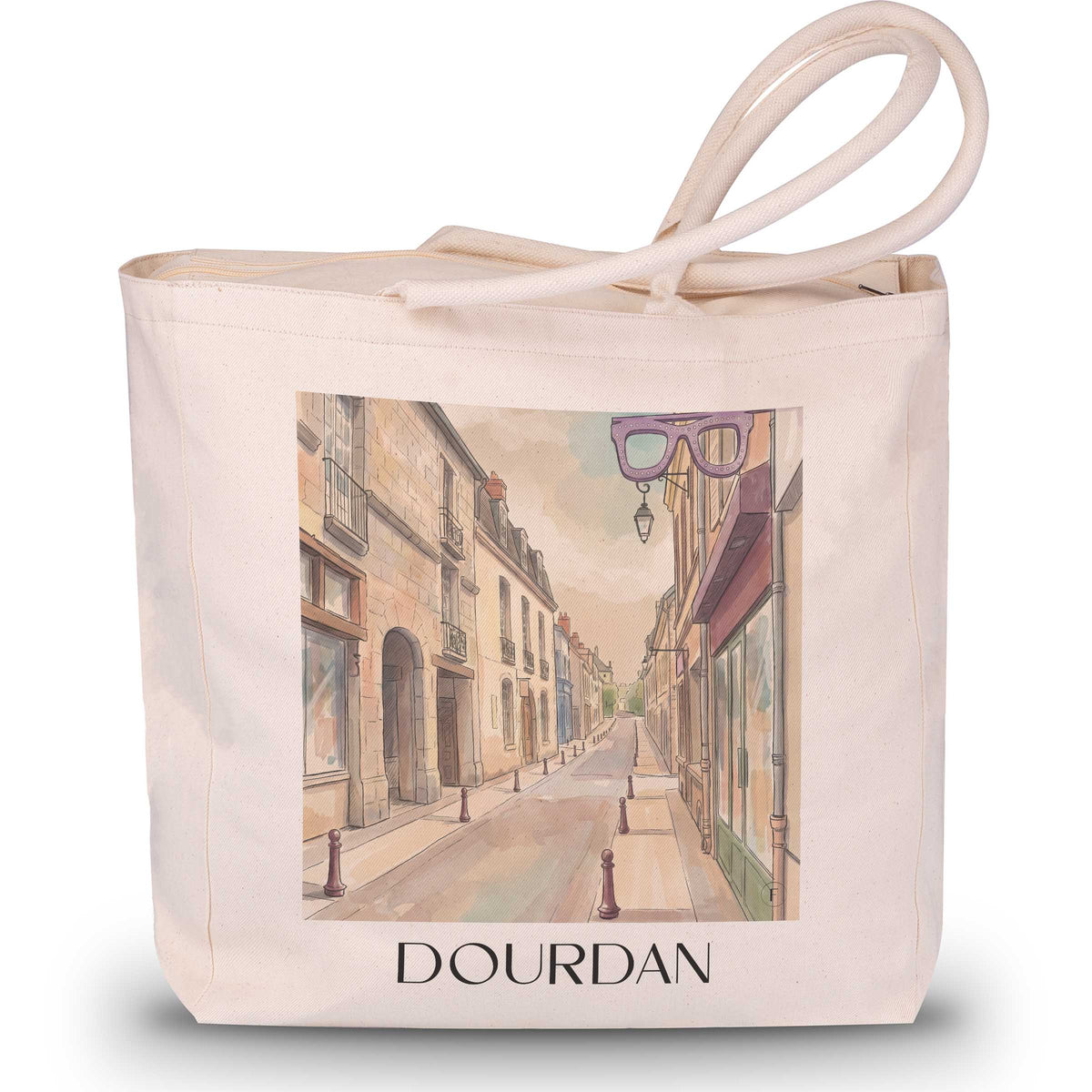 dourdan-hurepoix-frankreich-einkaufstasche-aquarell