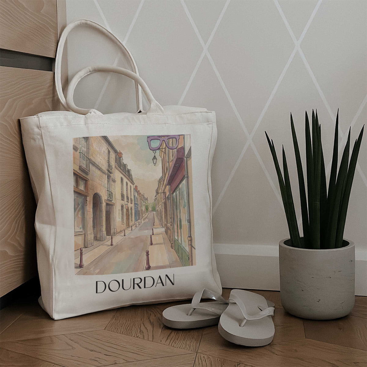 dourdan-hurepoix-frankreich-einkaufstasche-aquarell
