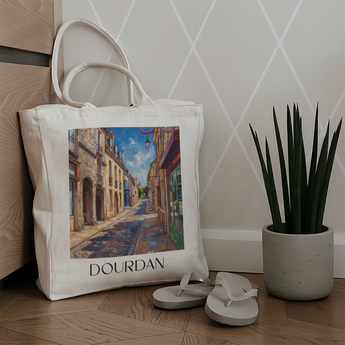 dourdan-hurepoix-frankreich-einkaufstasche-oil-painting-oelgemaelde
