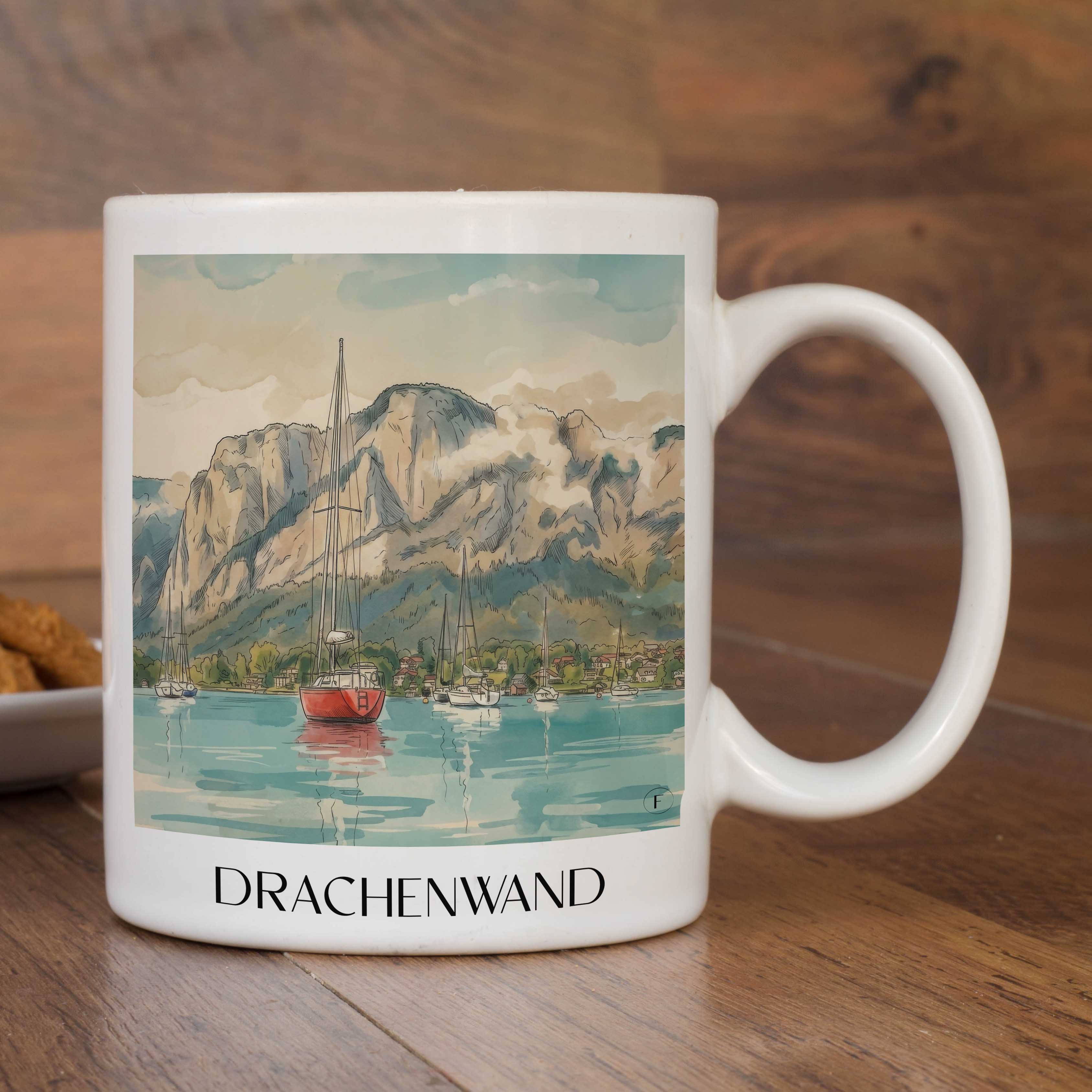 drachenwand-mondsee-österreich-kaffeebecher-aquarell