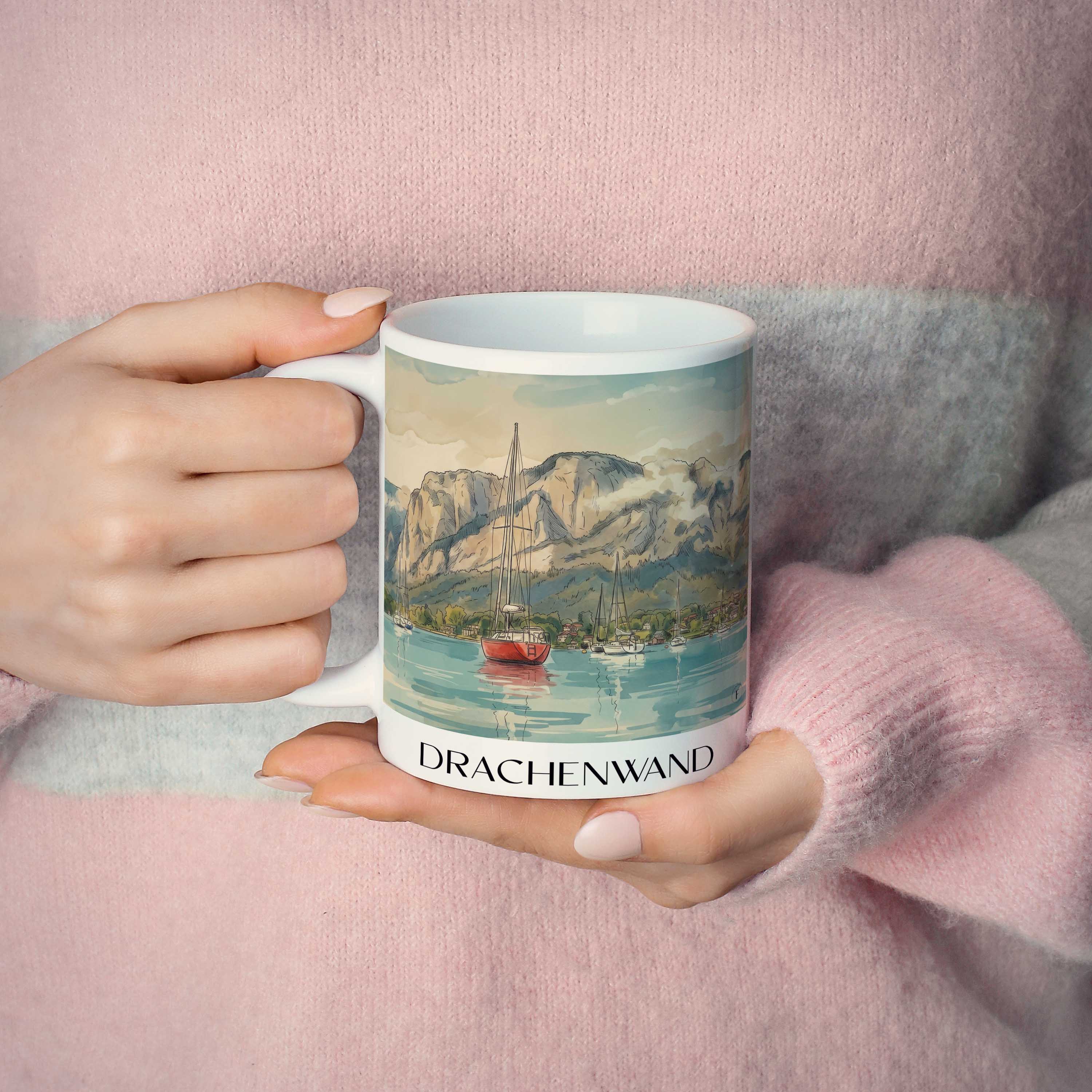 drachenwand-mondsee-österreich-kaffeebecher-aquarell