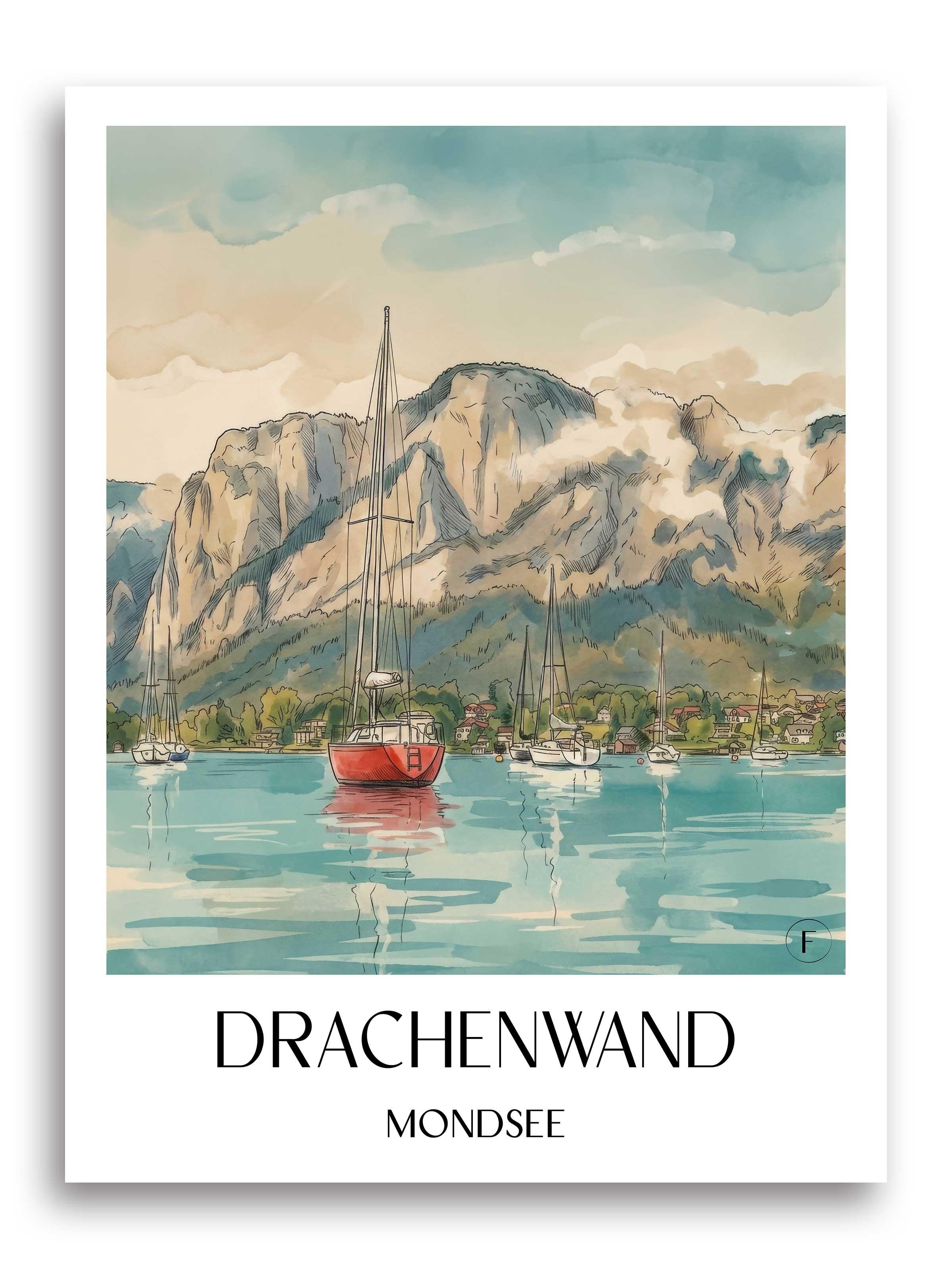 drachenwand-mondsee-österreich-poster-aquarell