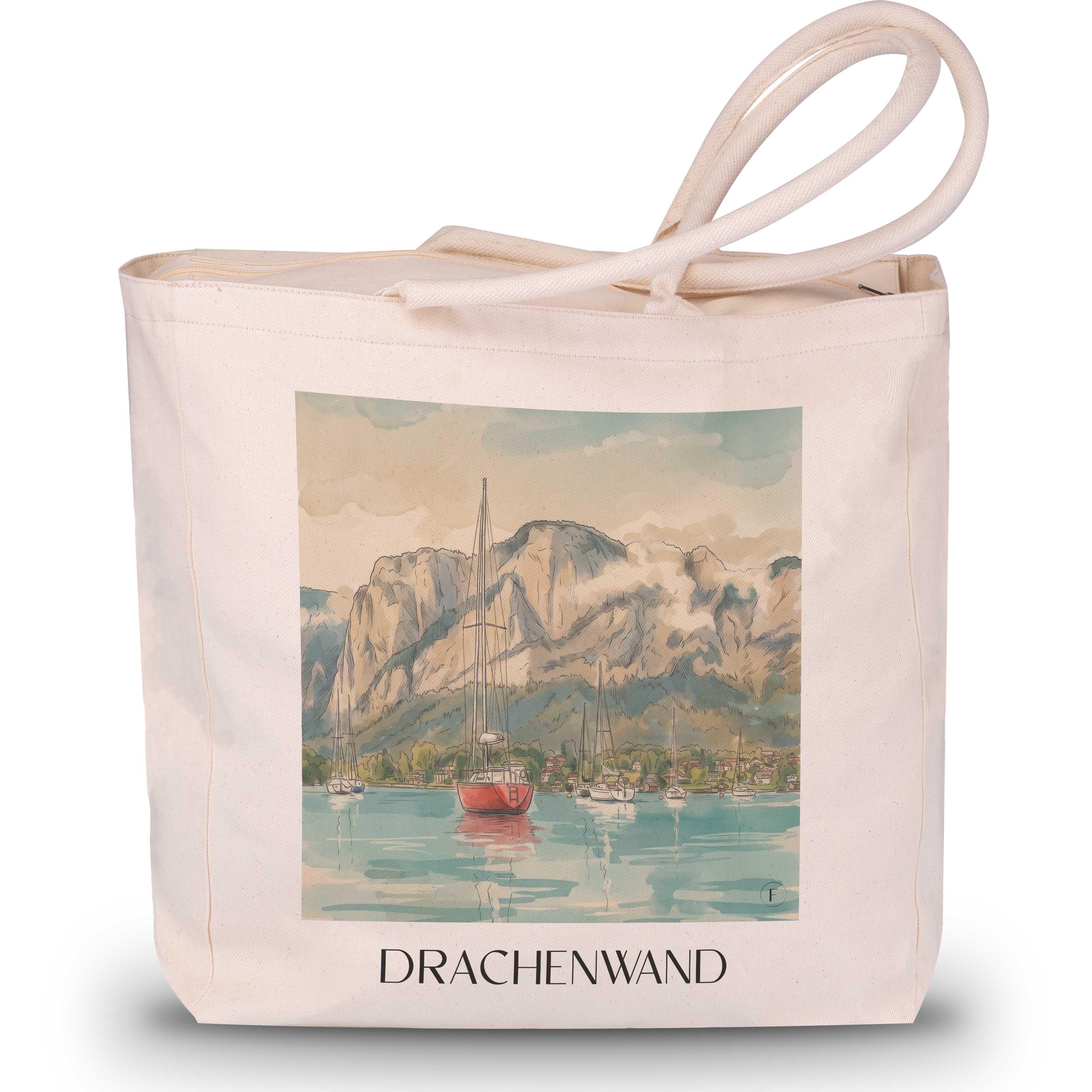 drachenwand-mondsee-österreich-einkaufstasche-aquarell