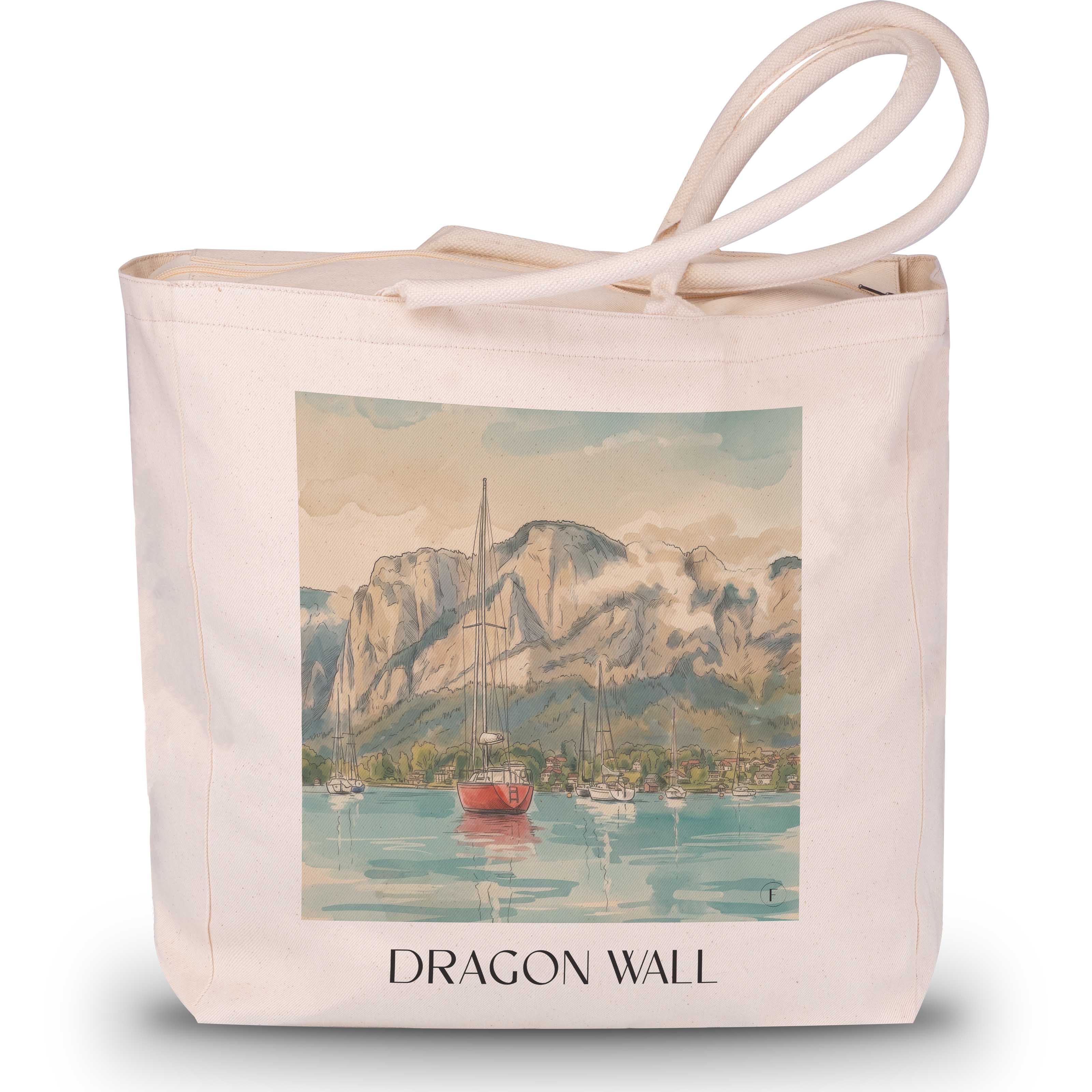 Drachenwand Shopping Tasche - Mondsee - Österreich Tote Bag - Einkaufstasche im Aquarell Stil - favplace