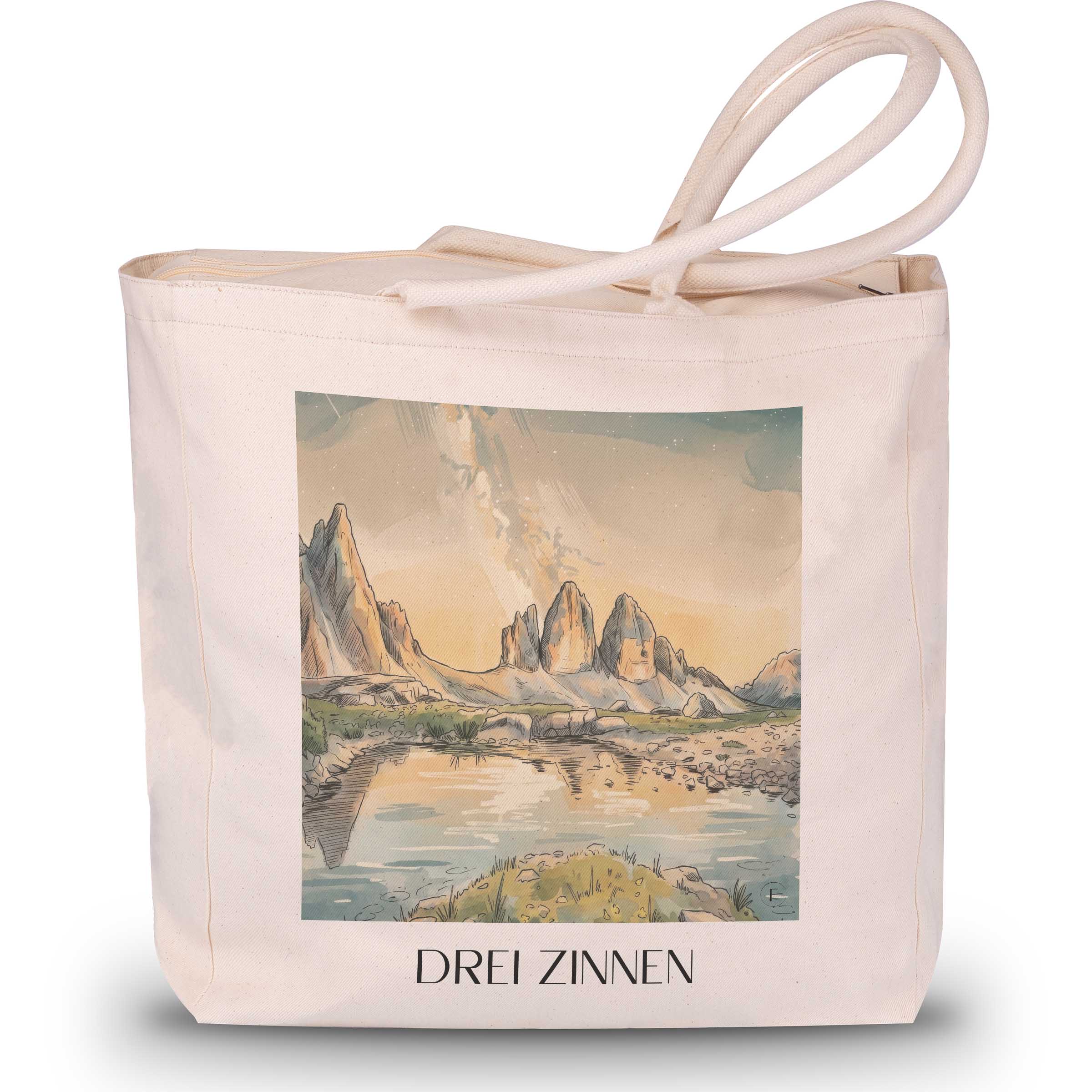 drei-zinnen-sextner-dolomiten-italien-einkaufstasche-aquarell