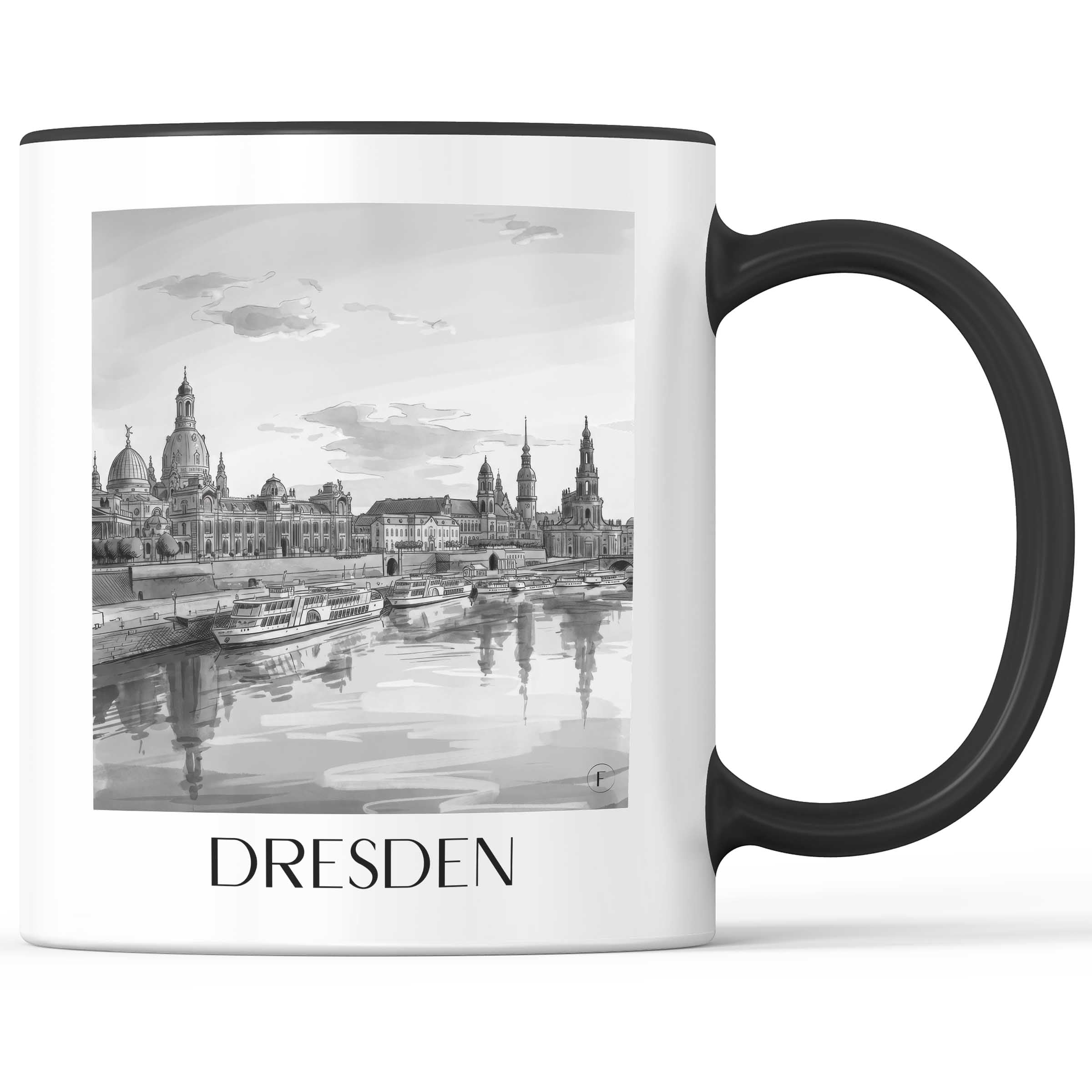 dresden-deutschland-kaffeebecher-aquarell-schwarz-weiss