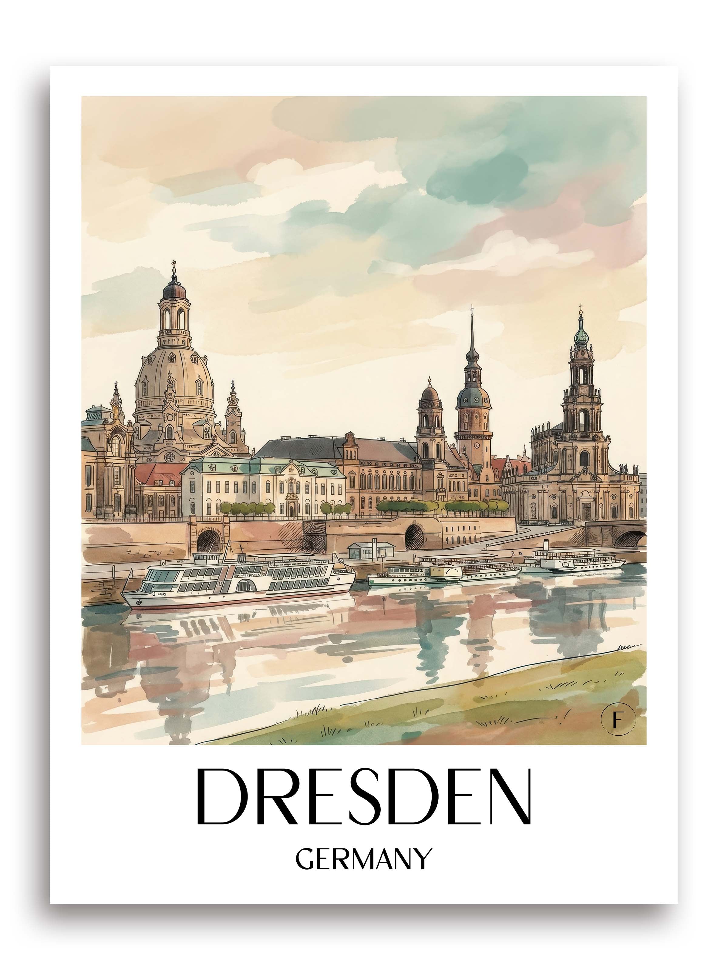 Dresden Poster - Deutschland Kunstdruck - Aquarell von A4 bis A1 - favplace