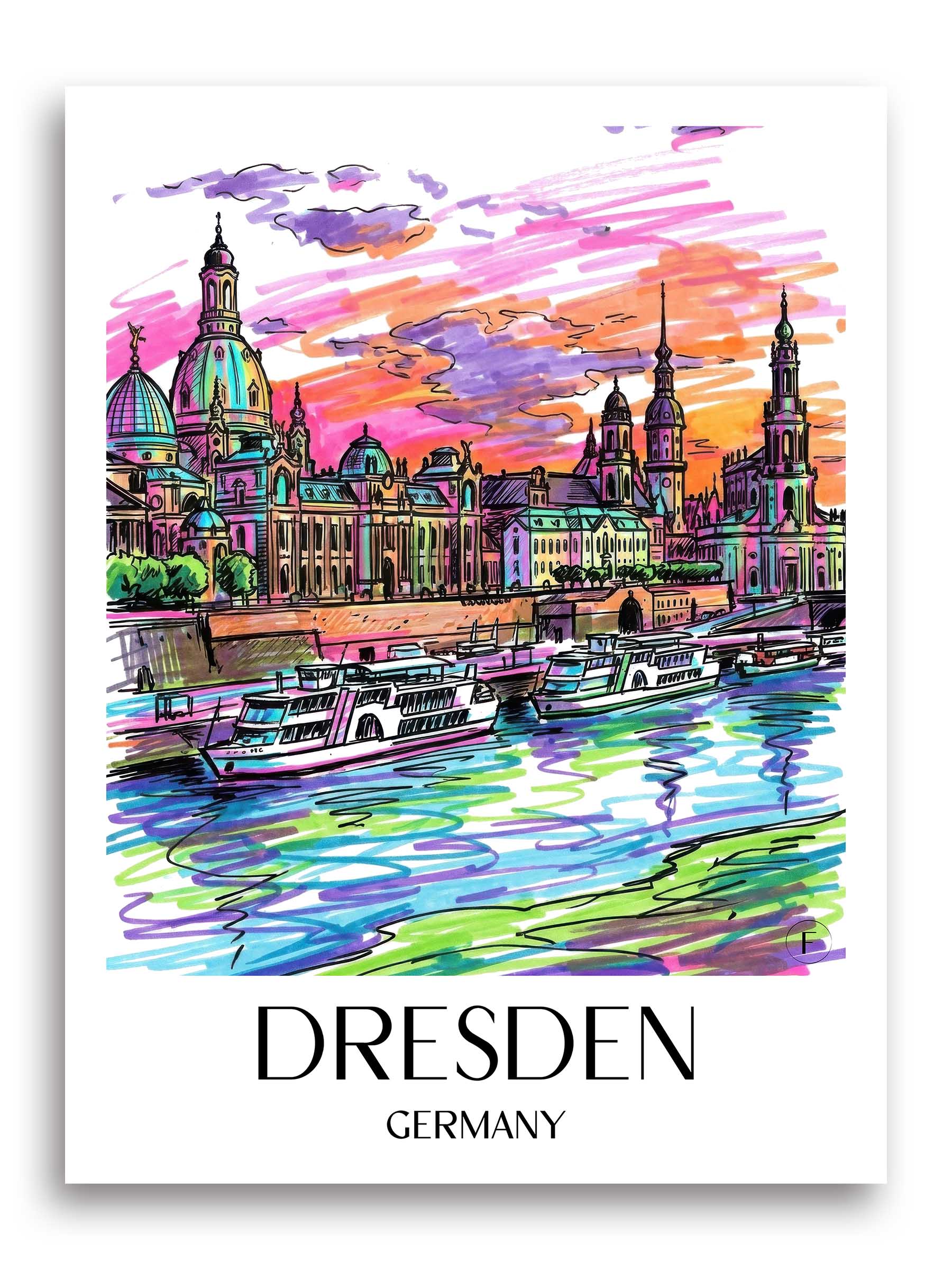 Dresden Poster - - Deutschland Kunstdruck - Tag Graffiti von A4 bis A1 - favplace