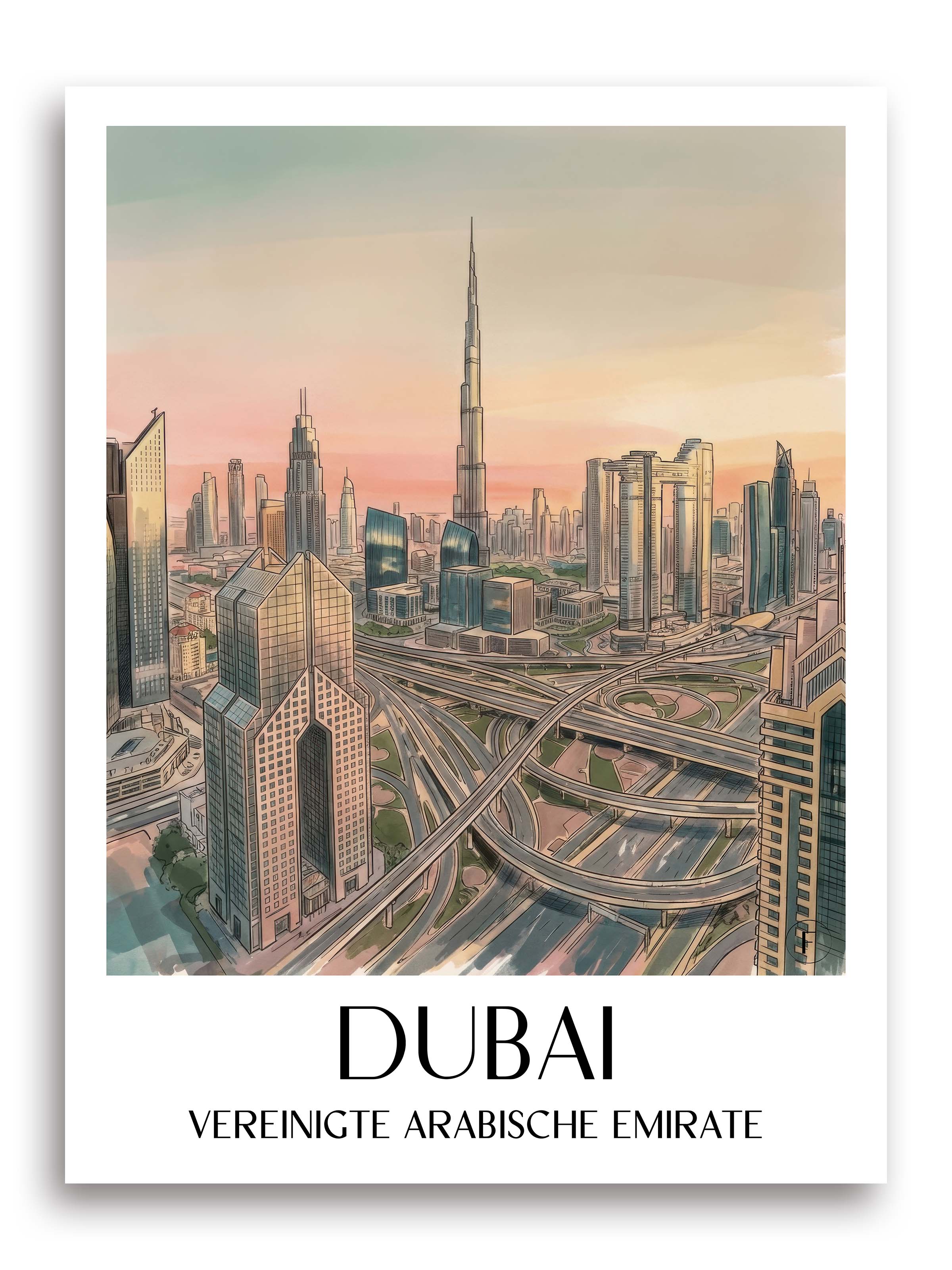 dubai-vereinigte-arabische-emirate-poster-aquarell