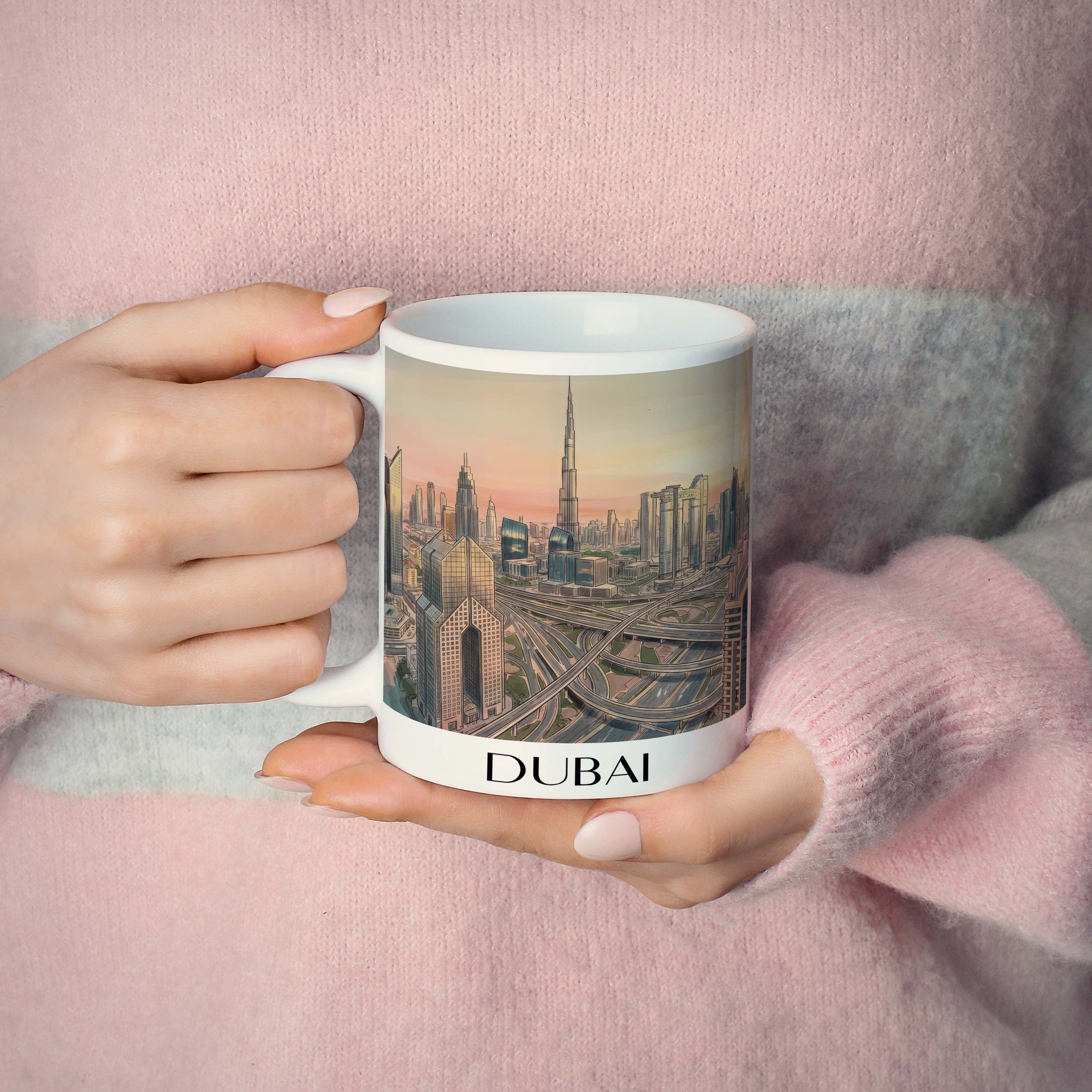 dubai-vereinigte-arabische-emirate-kaffeebecher-aquarell